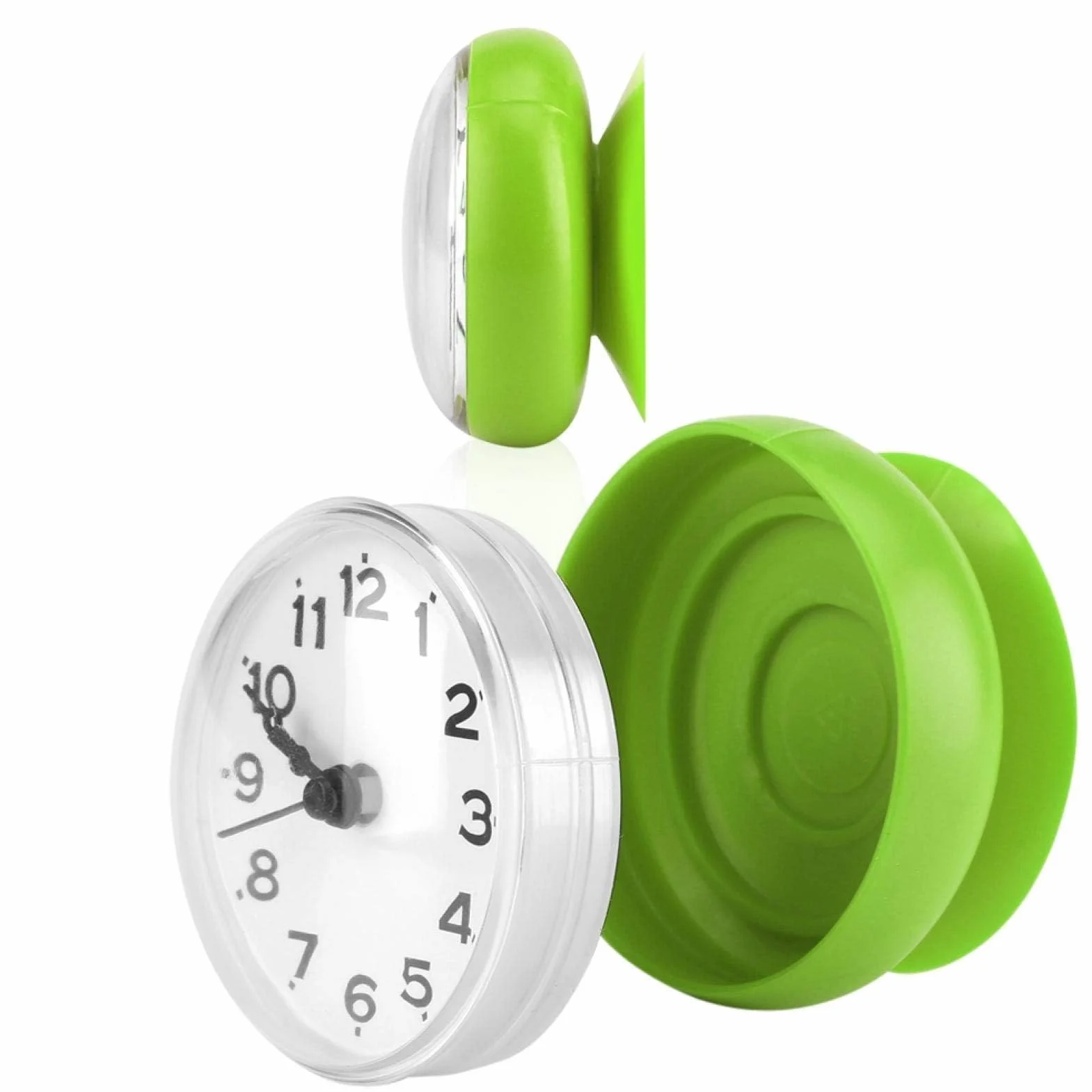 Cyrank Horloge Murale étanche Ventouse Salle de Bain Cuisine (Vert)