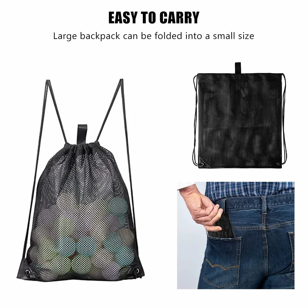 Helweet Sac à dos en Maille, Sac de plage en Maille, Sac Filet en Nylon, Sac à Dos à Cordon, Sac à Dos Plage, Sacs à Cordons Réglable, pour la natation, la plongée, le voyage, la salle de sport