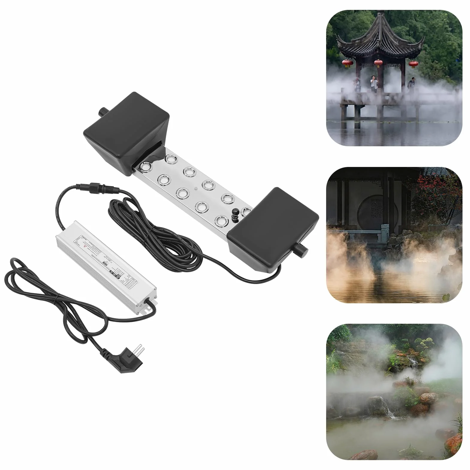 Générateur de brume à ultrasons 10 têtes 350 W IP68 acier inoxydable prise européenne