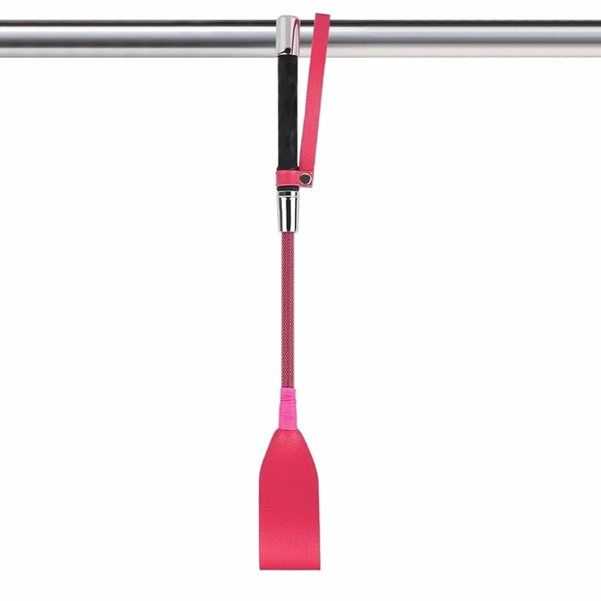 Cravache d'équitation 34 cm avec poignée antidérapante en gel (rose)