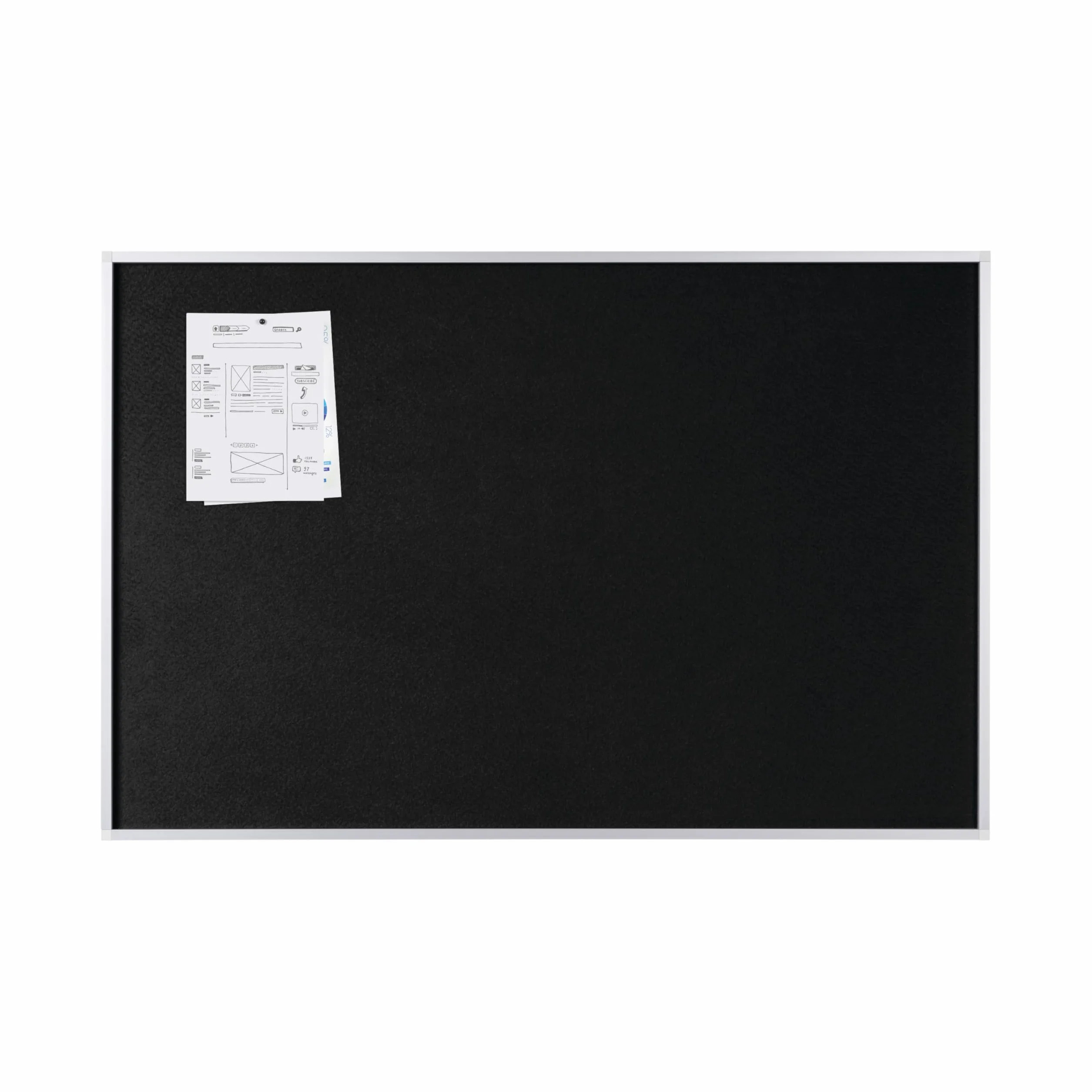 Bi-Office New Generation Tableau d'affichage en Feutre Cadre Aluminium 90 x 60 cm Noir