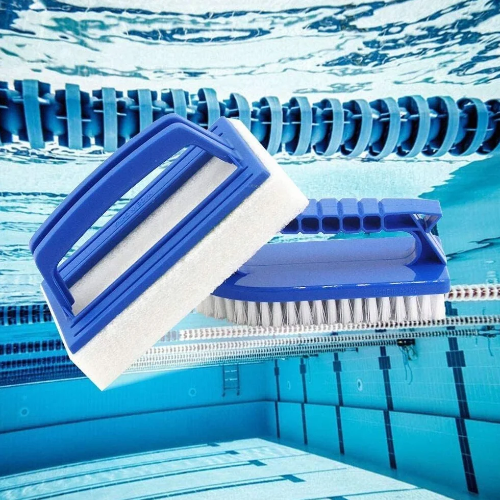 Brosse de Nettoyage Mur Piscine Éponge Ligne d'eau 2 Pièces avec Manche