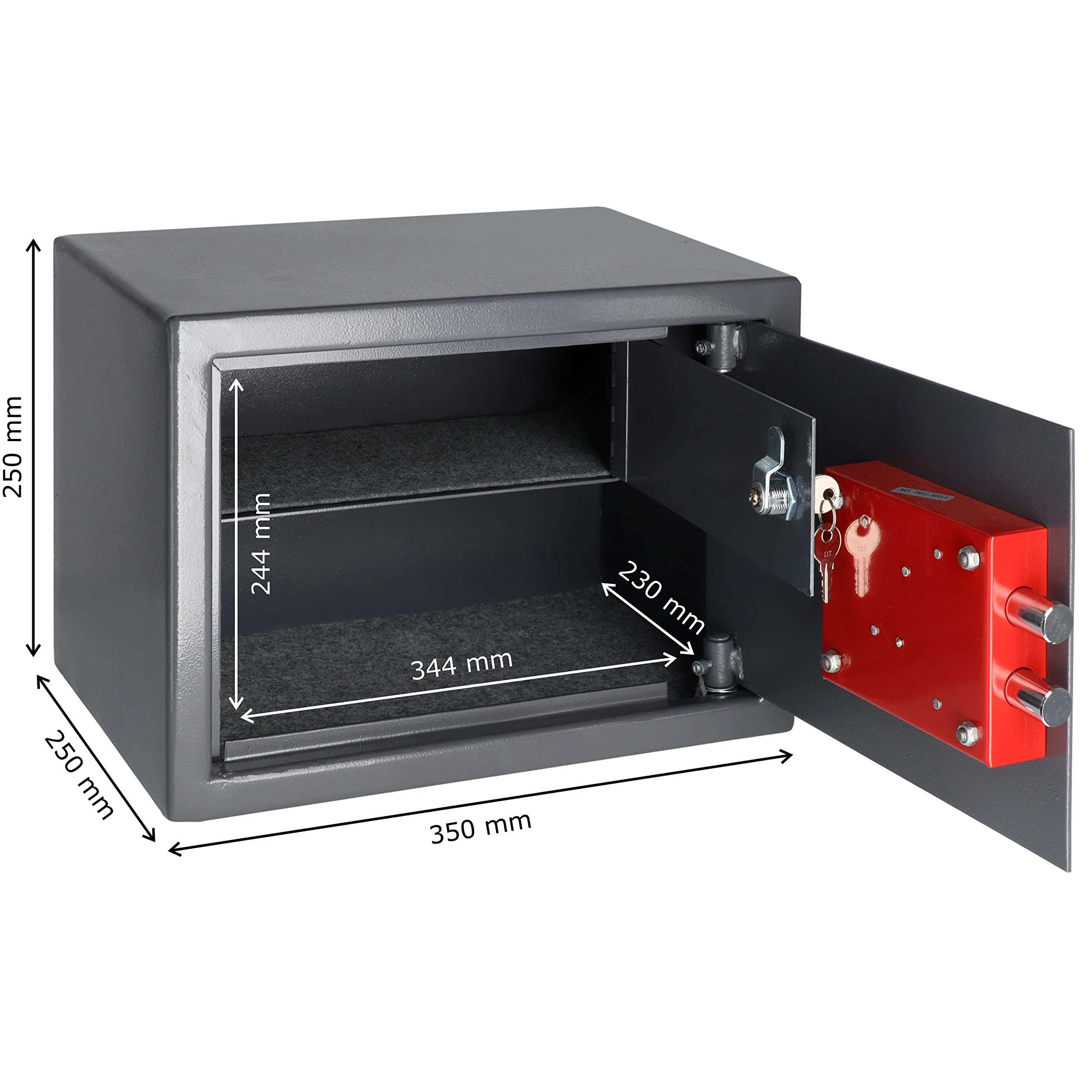Armes à Feu et Munitions - 25x35x25cm - Capacité 20L - Coffre-fort à Parois épaisses pour la Sécurité de Votre Maison ou Votre Voiture
