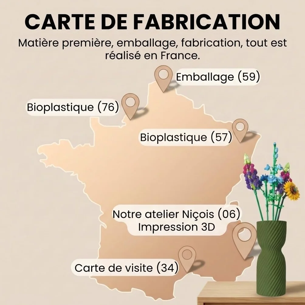 Vase pour Fleur Lego, Vase décoratif Lego Fleurs, Fabriqué en France