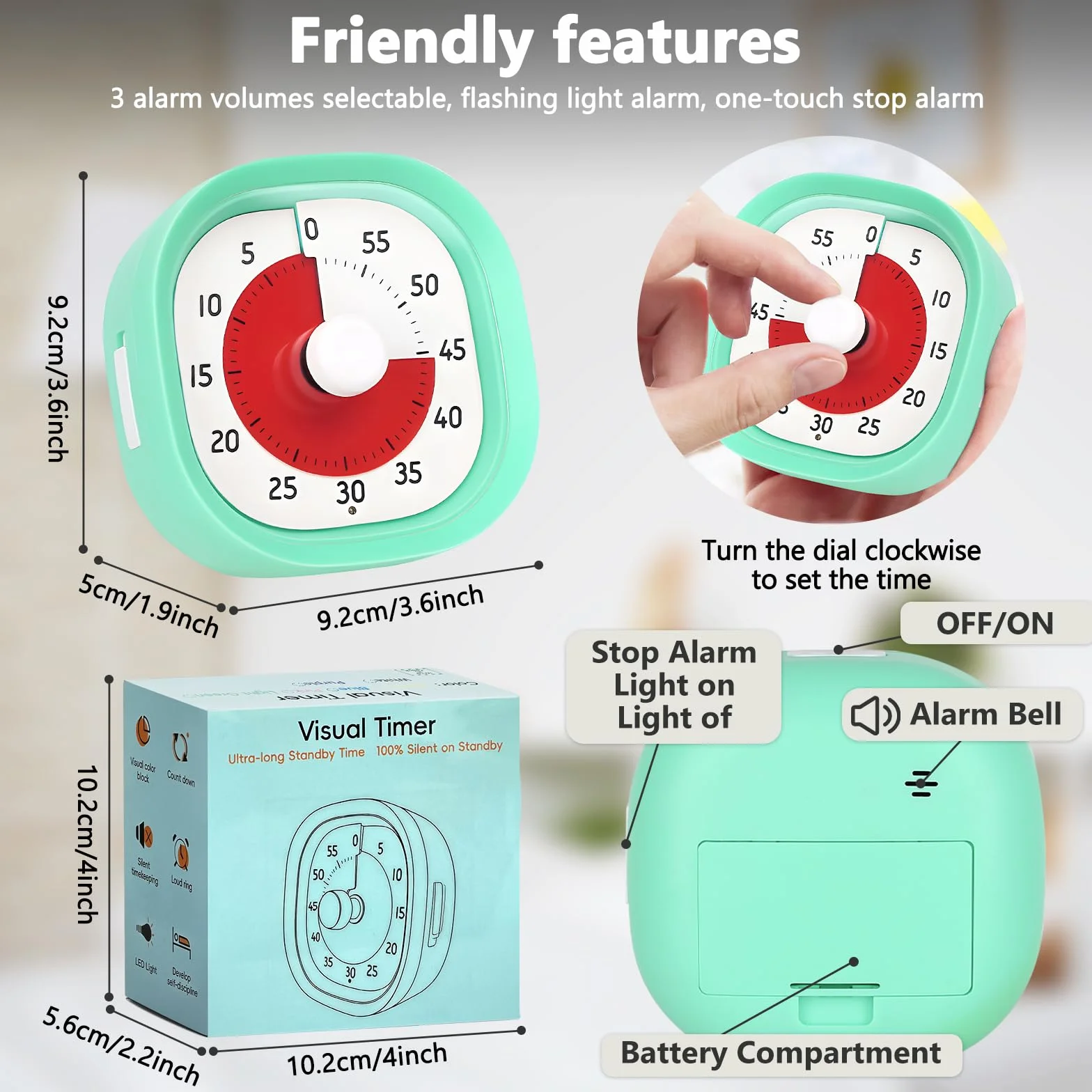 Minuteur Visuel avec Lampe 60 Minutes Arc-en-Ciel pour Enfants Cuisine Salle de Classe