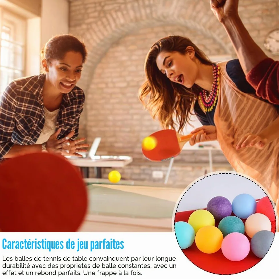 50 Balles de Ping-Pong de Couleurs Mélangées, 40 mm, de Première Qualité pour Entraînement, Divertissement et Décoration Artisanale