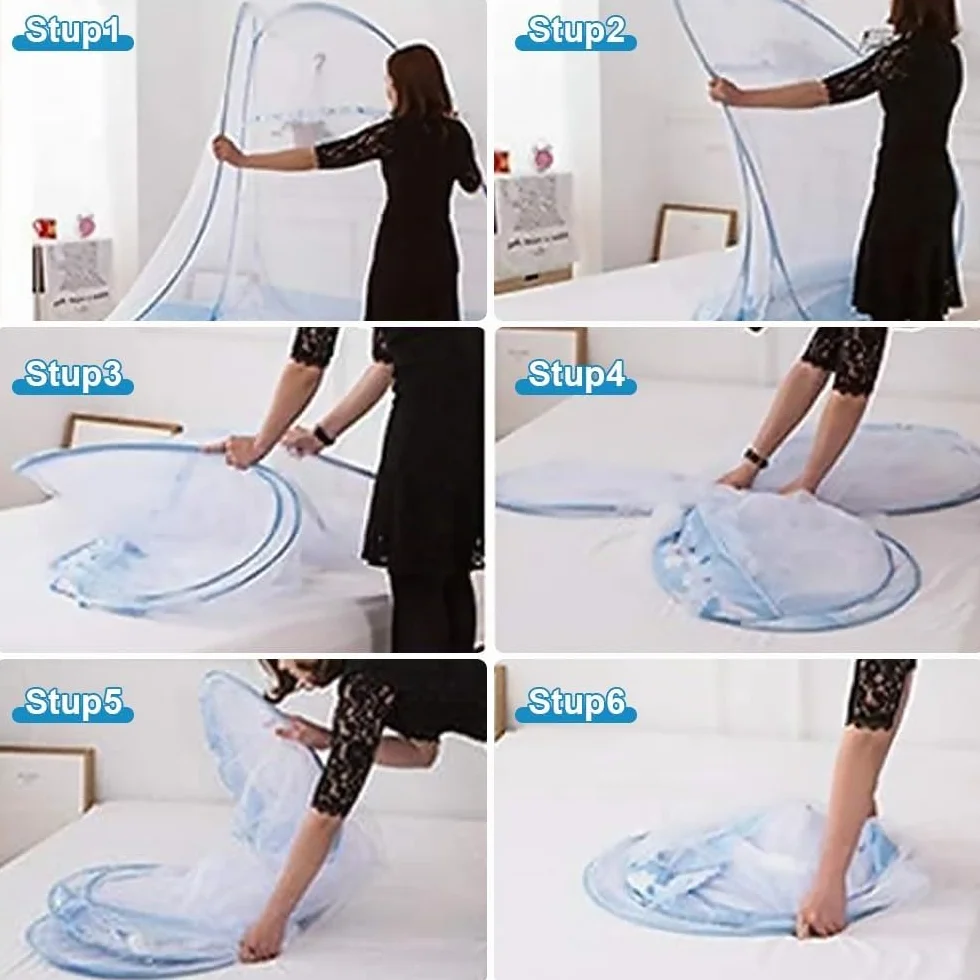 mizikuu Lit moustiquaire, tente anti-moustiques pop-up pour double porte, 150 x 200 cm, portable, moustiquaire de lit pliable, moustiquaire à mailles serrées, tente de camping pour chambre à coucher