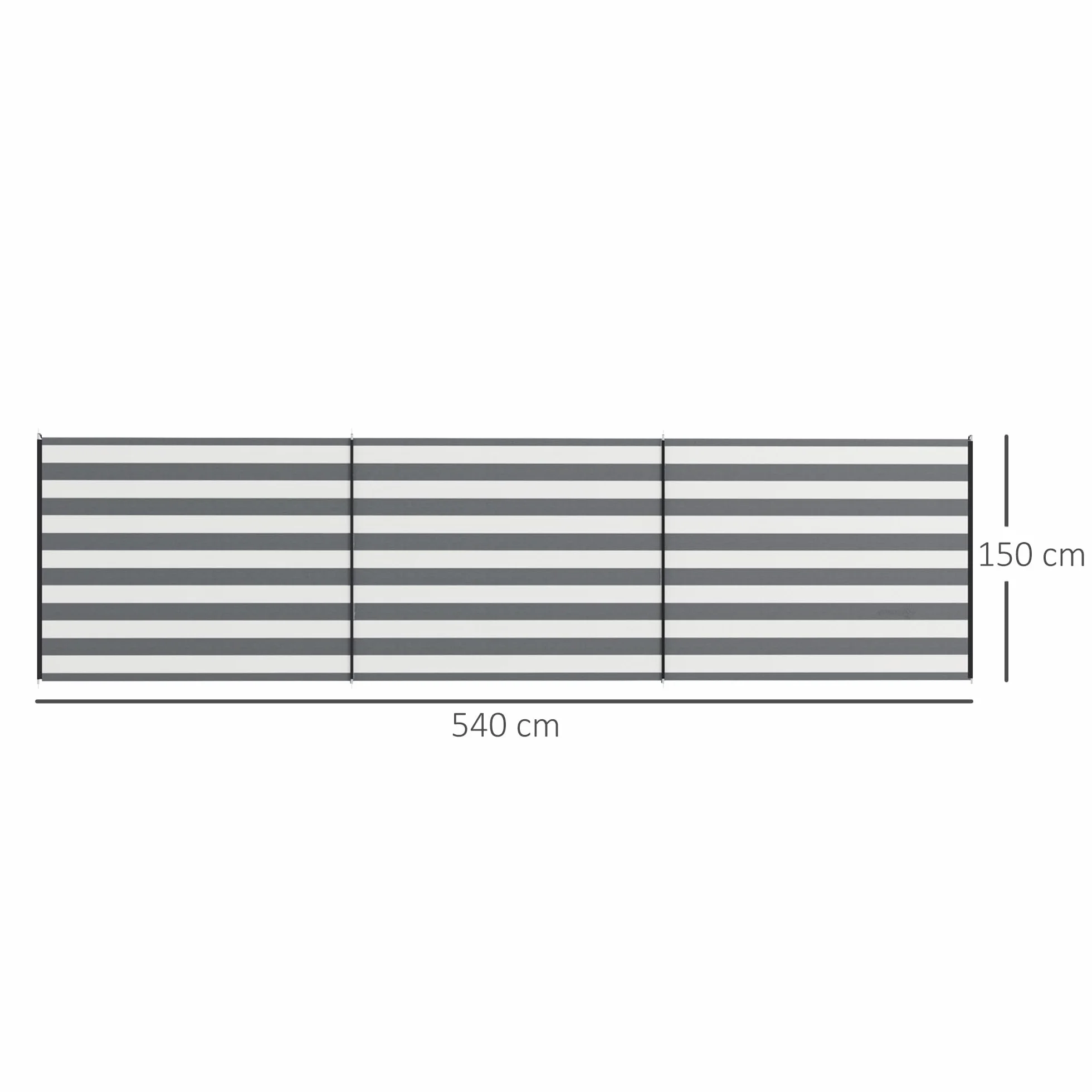 Outsunny Paravent Brise-Vent de Camping Portable Pliable avec Sac de Transport et poteaux en Acier dim. 540 cm x 150 cm Gris et Blanc