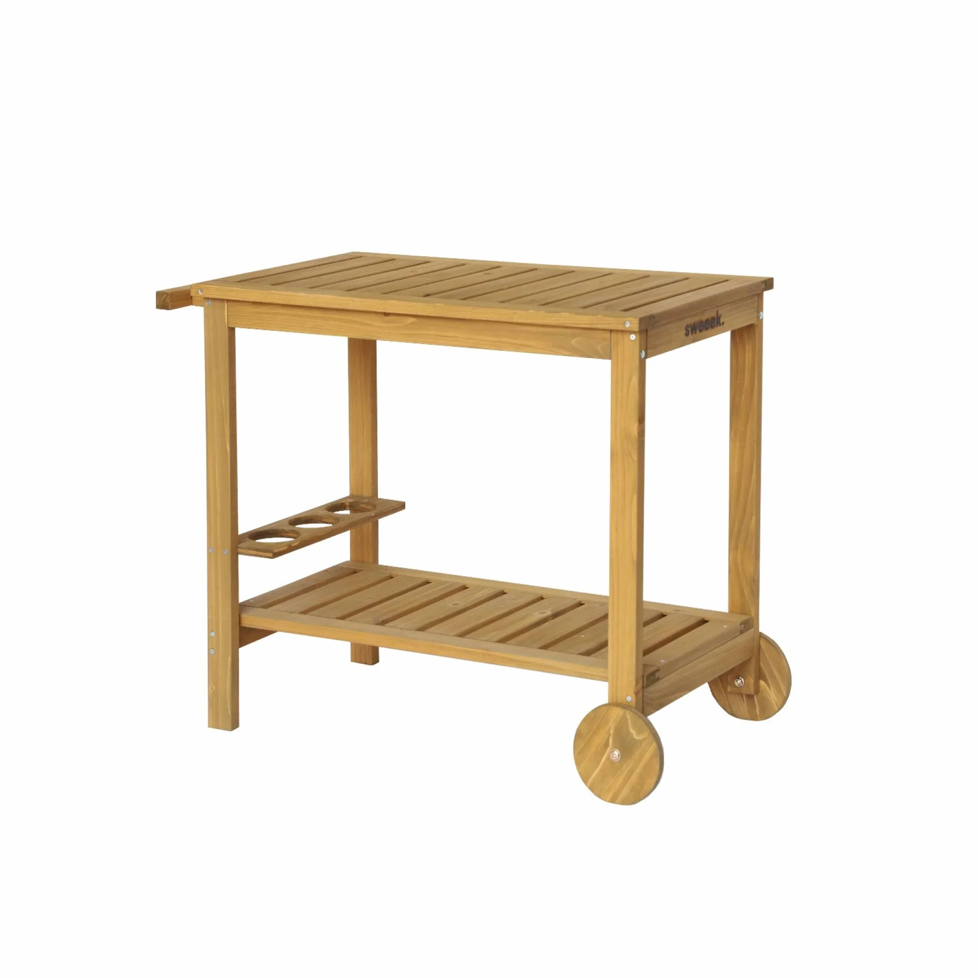 sweeek Desserte extérieure 95 cm en Bois avec Roues et poignée Naturel 95x47x74 cm