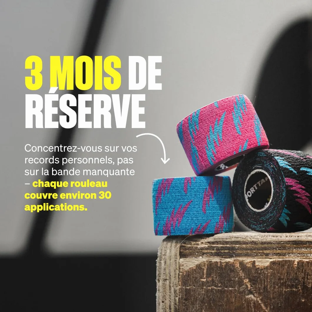 SPORTTAPE 3 Rouleaux Tape Crossfit Hook Grip Strap Doigt Rose Pouce Grip Tape haltérophilie 3,8 cm x 4,5 m