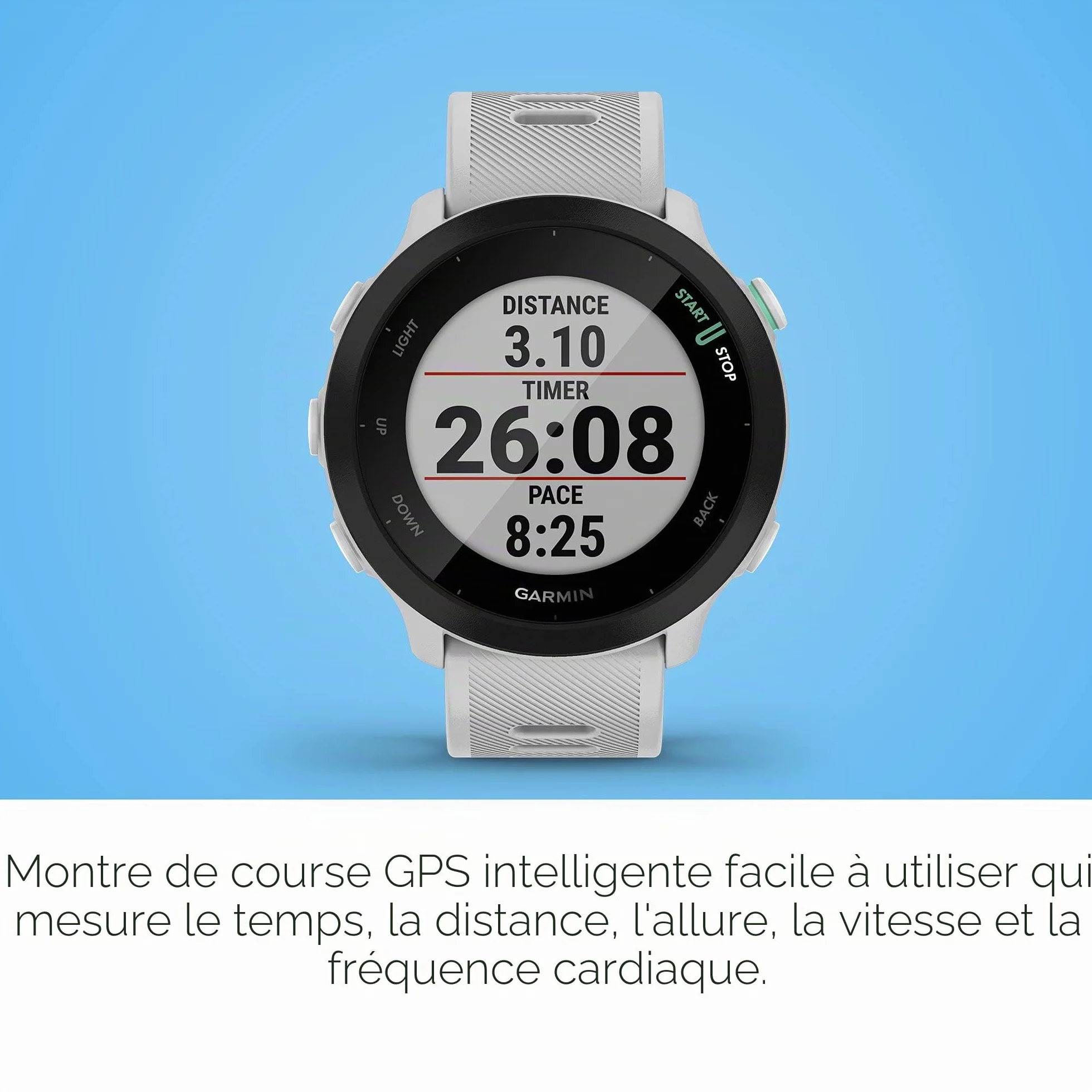 Garmin Forerunner 55 Montre GPS Running Cardio au Poignet Blanche Reconditionné