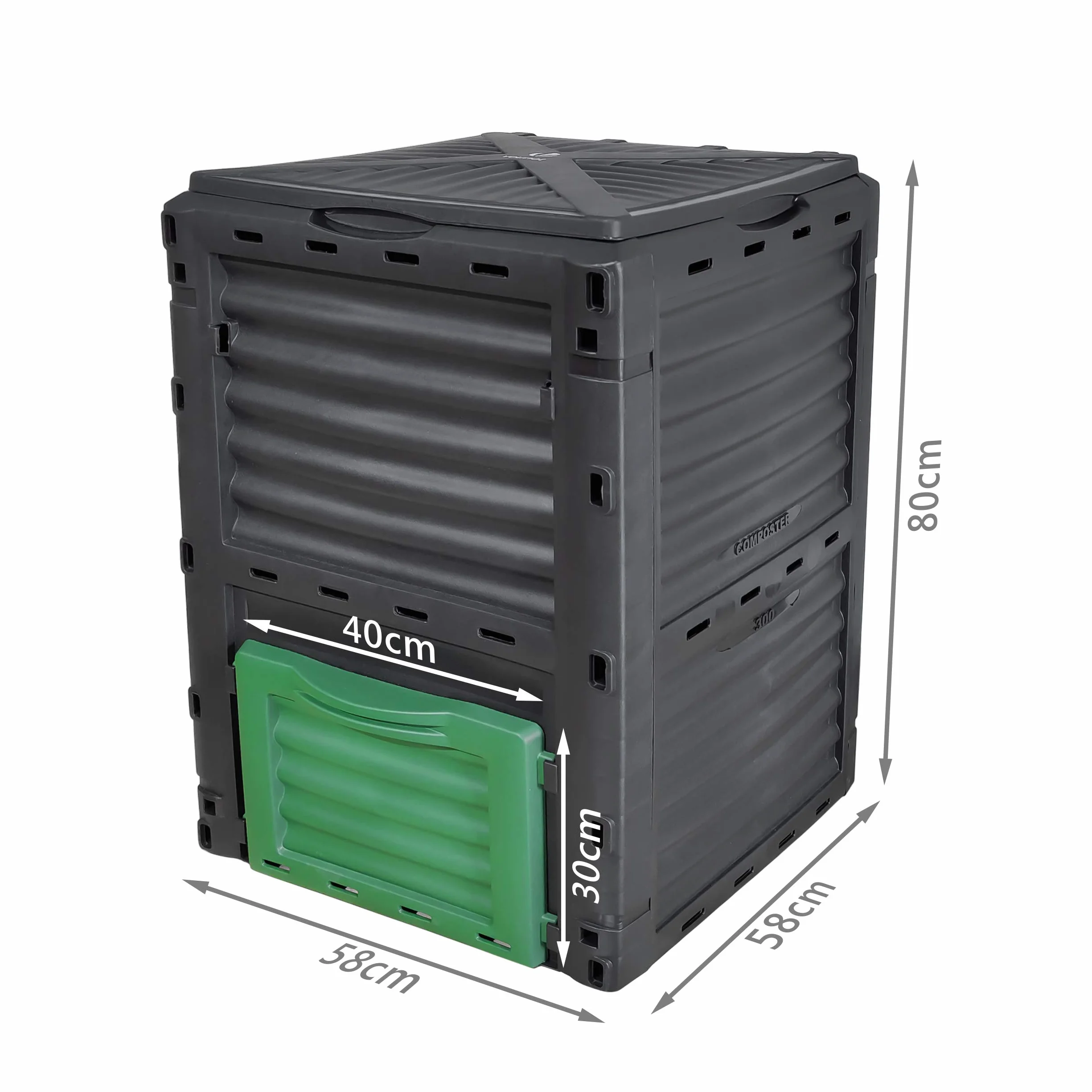 VOUNOT Composteur de Jardin 300L Bac à Composte Polypropylène Résistant aux Chocs et aux UV Noir