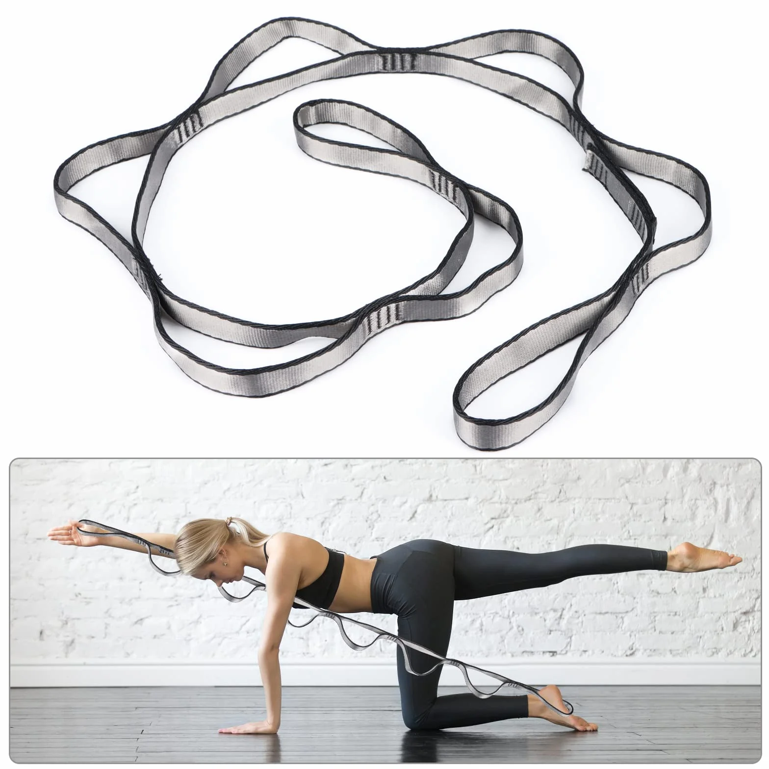 2 PCS Daisy Chains Sangle D'Extension Pour Hamac de Yoga Corde D'Extension de Yoga RéGlable En Nylon RéGlable Multi Boucles ÉLingue D'Escalade Sling 23Kn Bandes D'Exercice Pour Stretching Pilates