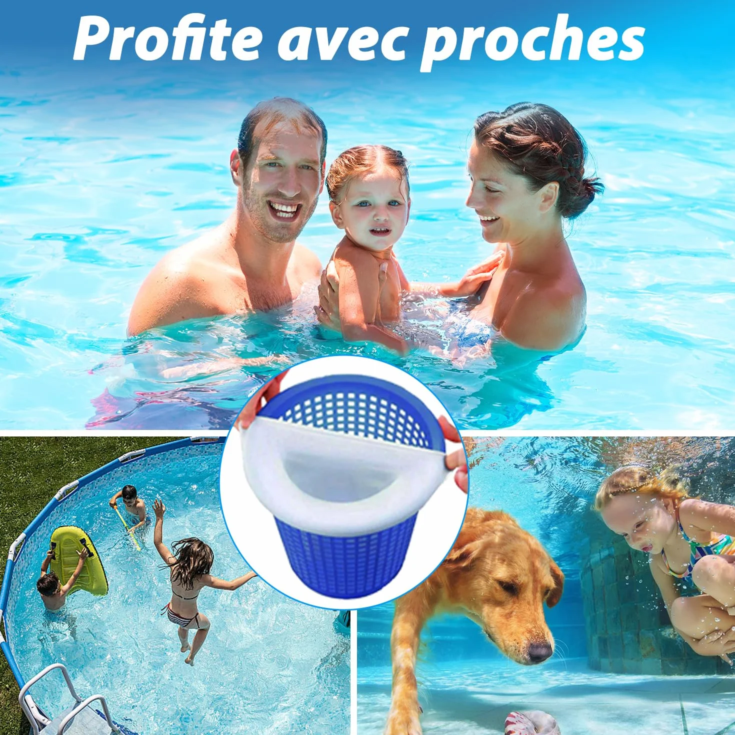 KGC Chaussette Skimmer Piscine 50 Pièce Lavable Réutilisable Nylon Élastique 7-19 cm