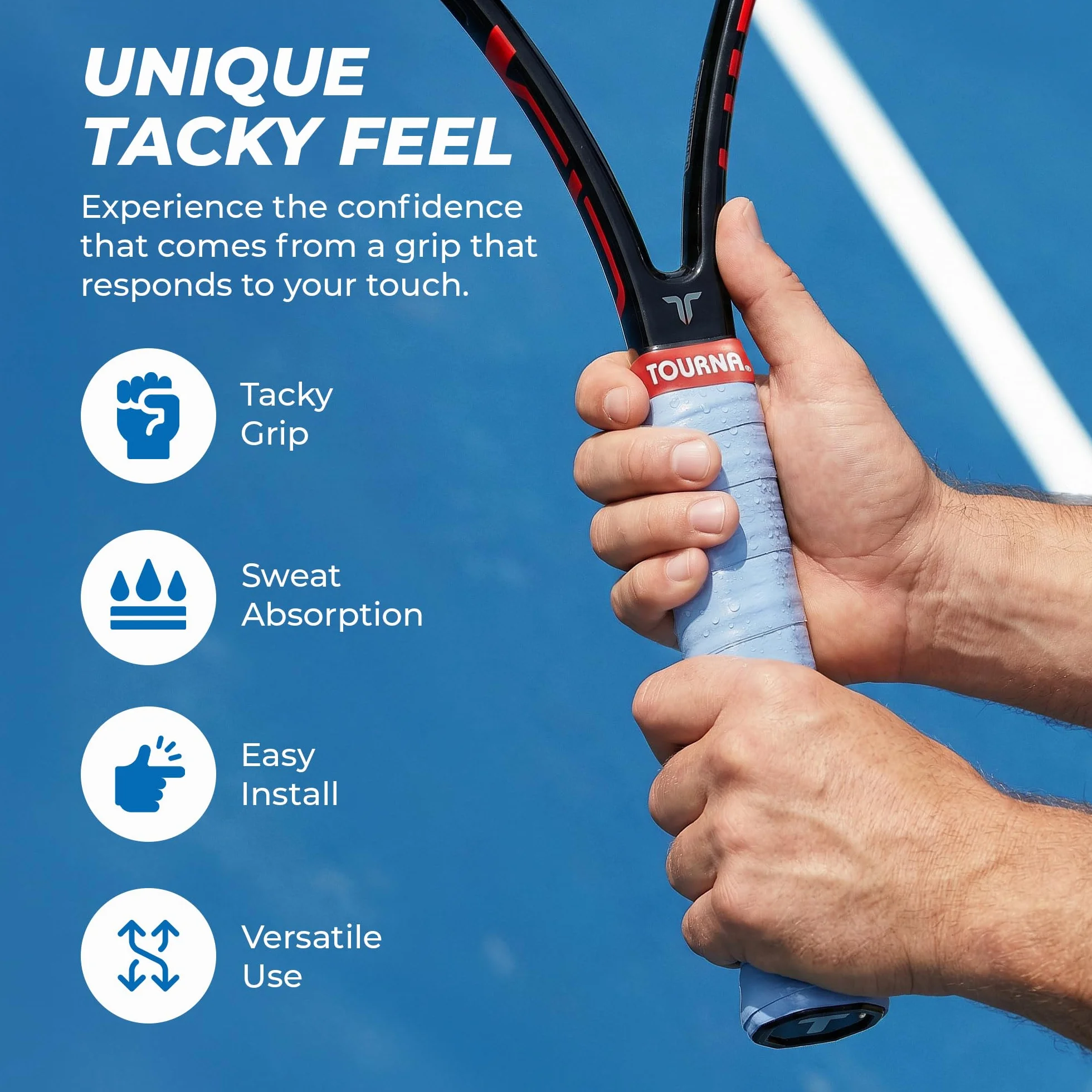 Tourna Unique Sports Tac Tennis-Griff Lot de 10