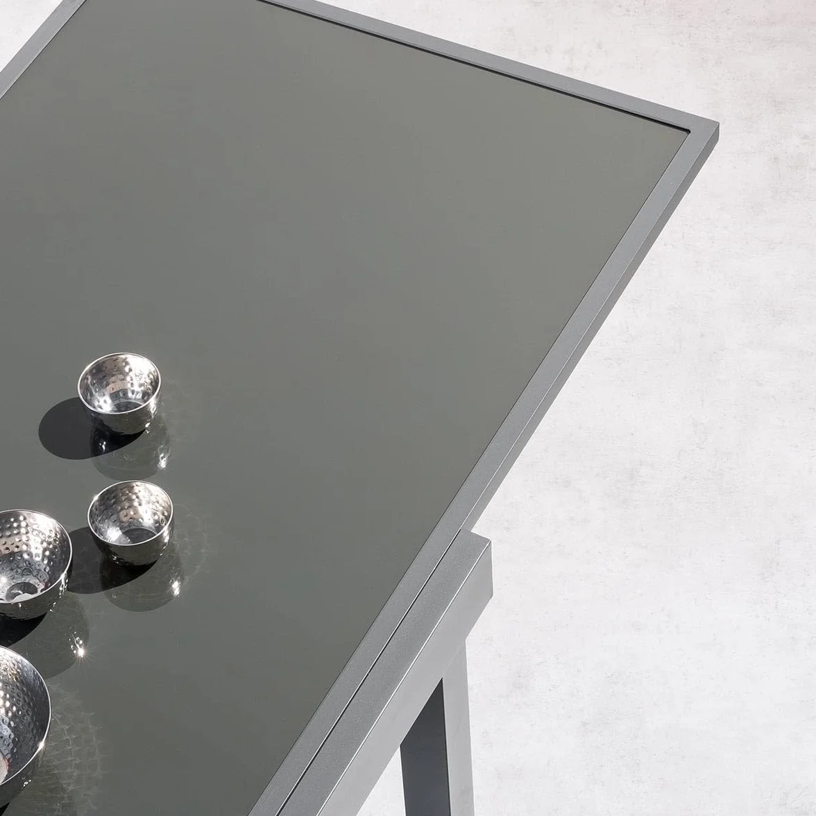 Hespéride Table de Jardin Extensible Piazza Gris Graphite 10 Places Aluminium Antirouille Verre Trempé