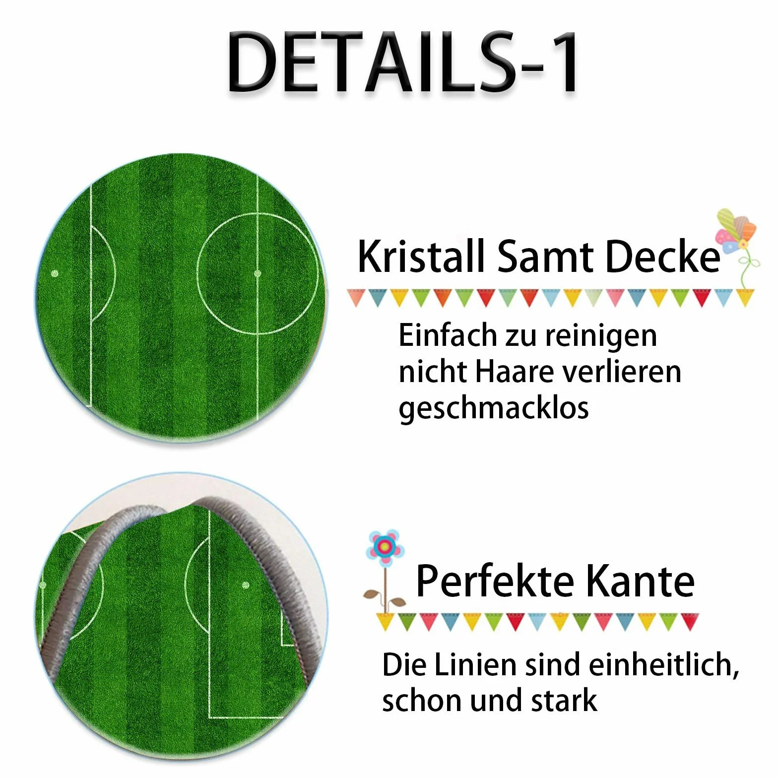 Tapis de Football 100×150cm Vert pour Enfants Salle de Jeu Sportif