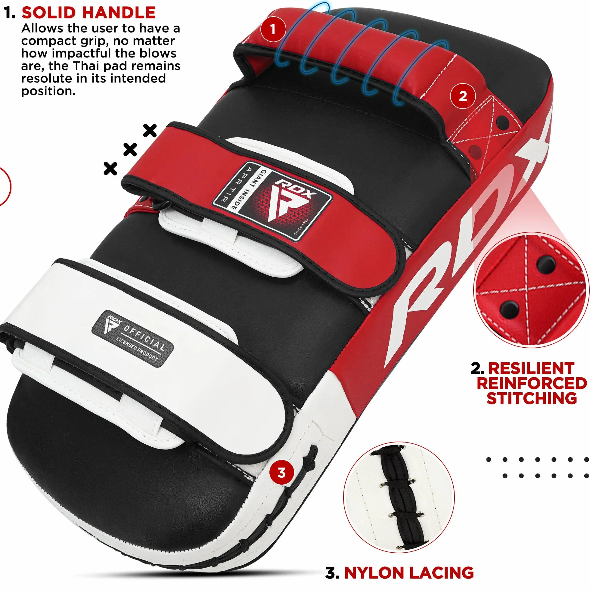 RDX Bouclier de Frappe Pao Boxe Thai Pads, Incurvé Bouclier MMA Coups de Pied Pattes d'ours, Entraînement De Frappe Kickboxing Arts Martiaux Karate Taekwondo Punching Cible (1 PCS Vendu comme Unique)