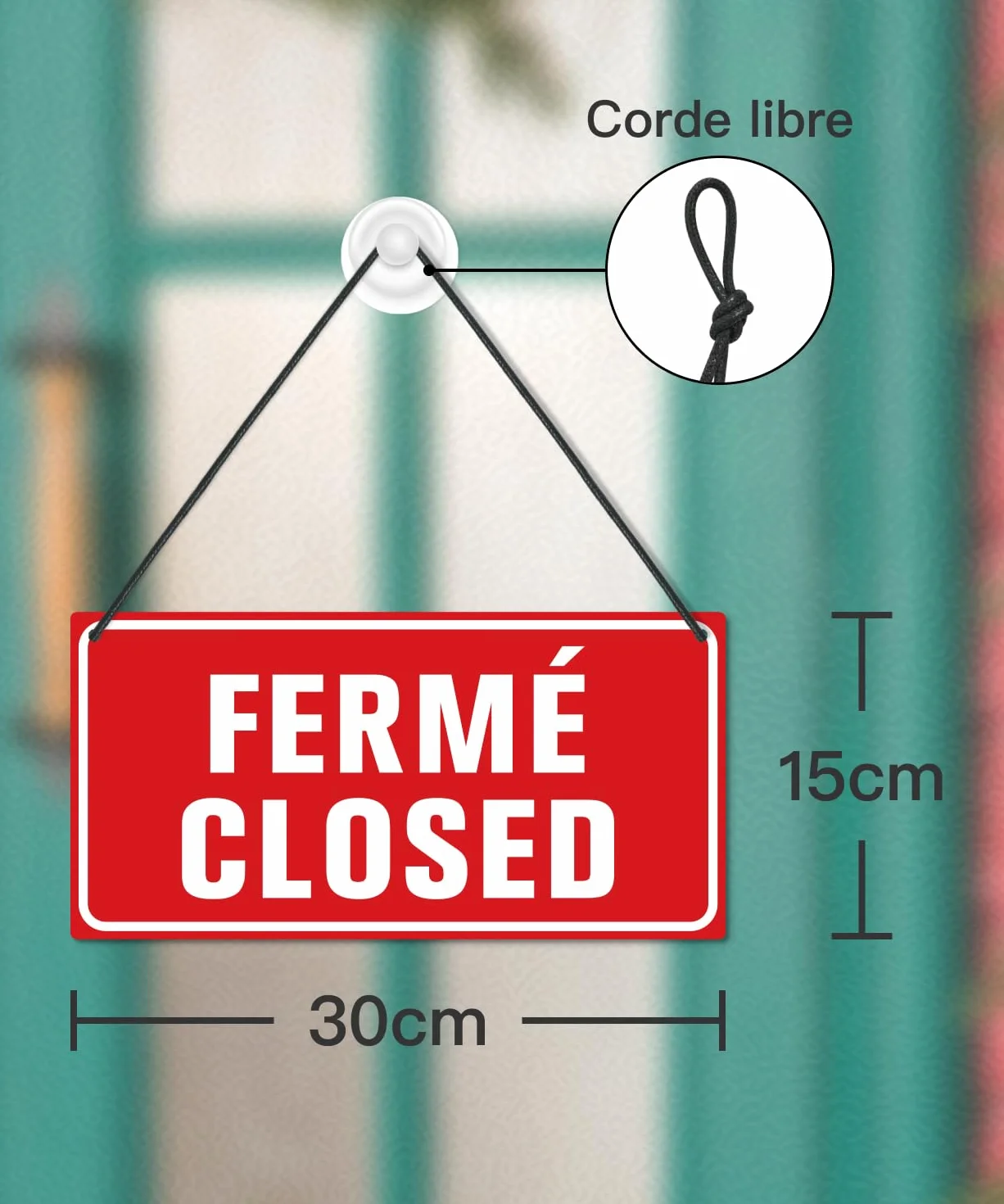 Panneau Ouvert/Fermé Recto-Verso en PVC, Plaque de Porte Bilingue Anglais Français, Enseigne de Boutique