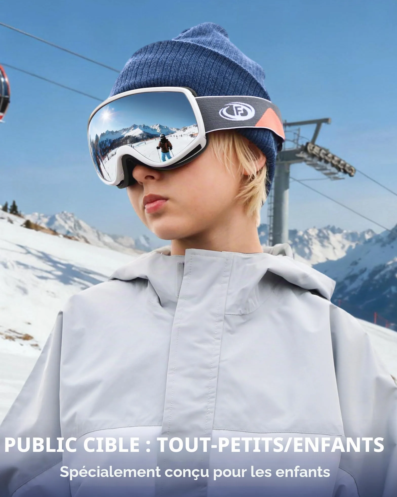 Findway Masque de Ski Enfant 3-12 Ans Anti-UV Antibuée Compatible Casque