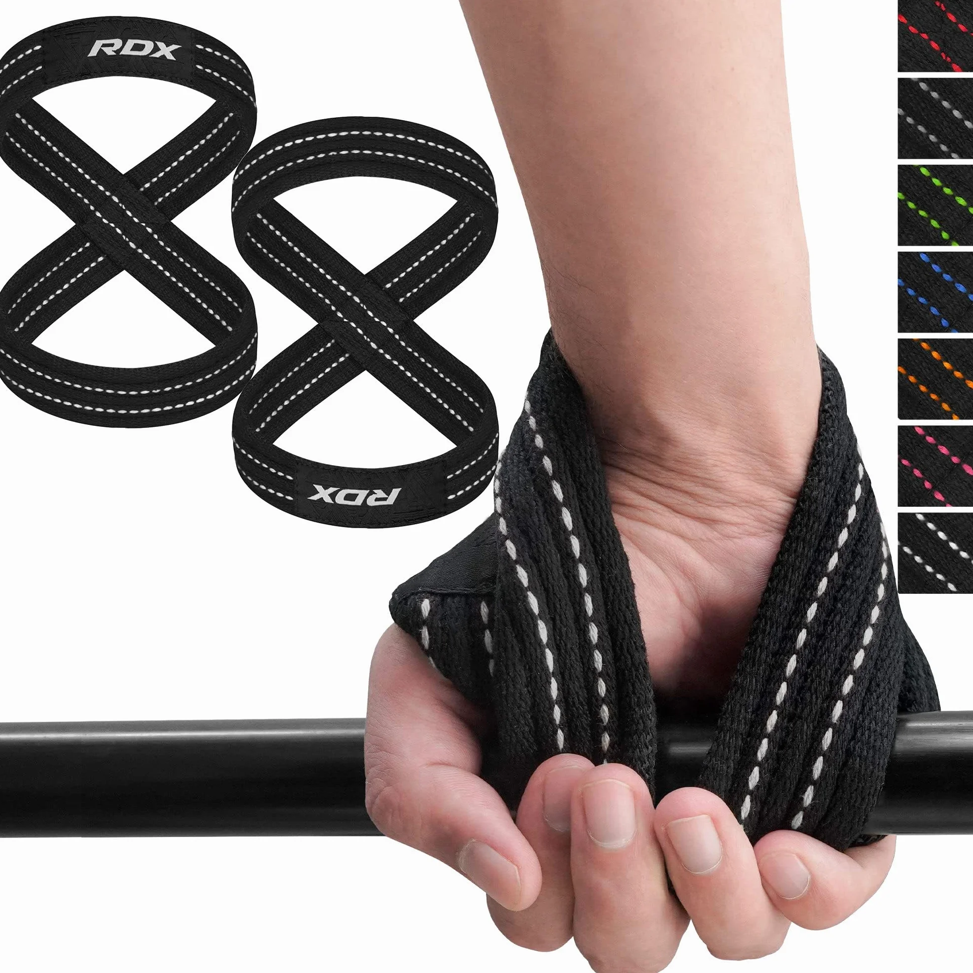 RDX Figure 8 Sangle Musculation Support de Poignet Bandage Fitness Lifting Straps