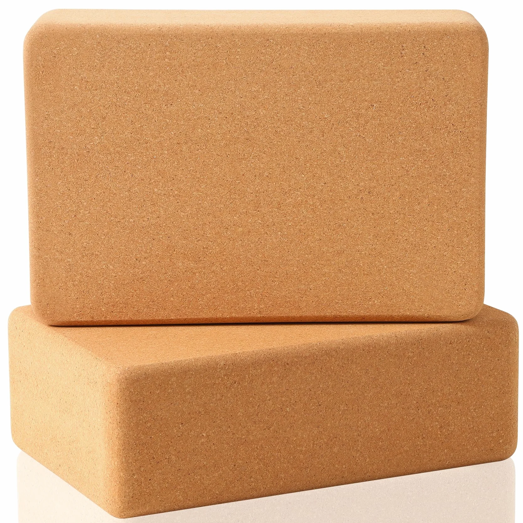 Lot de 2 blocs de yoga en liège - Bloc de yoga en liège naturel - Bloc de yoga pour fitness, pilates, étirement et méditation - Bloc de yoga pour la régénération, le dos, les exercices d'étirement