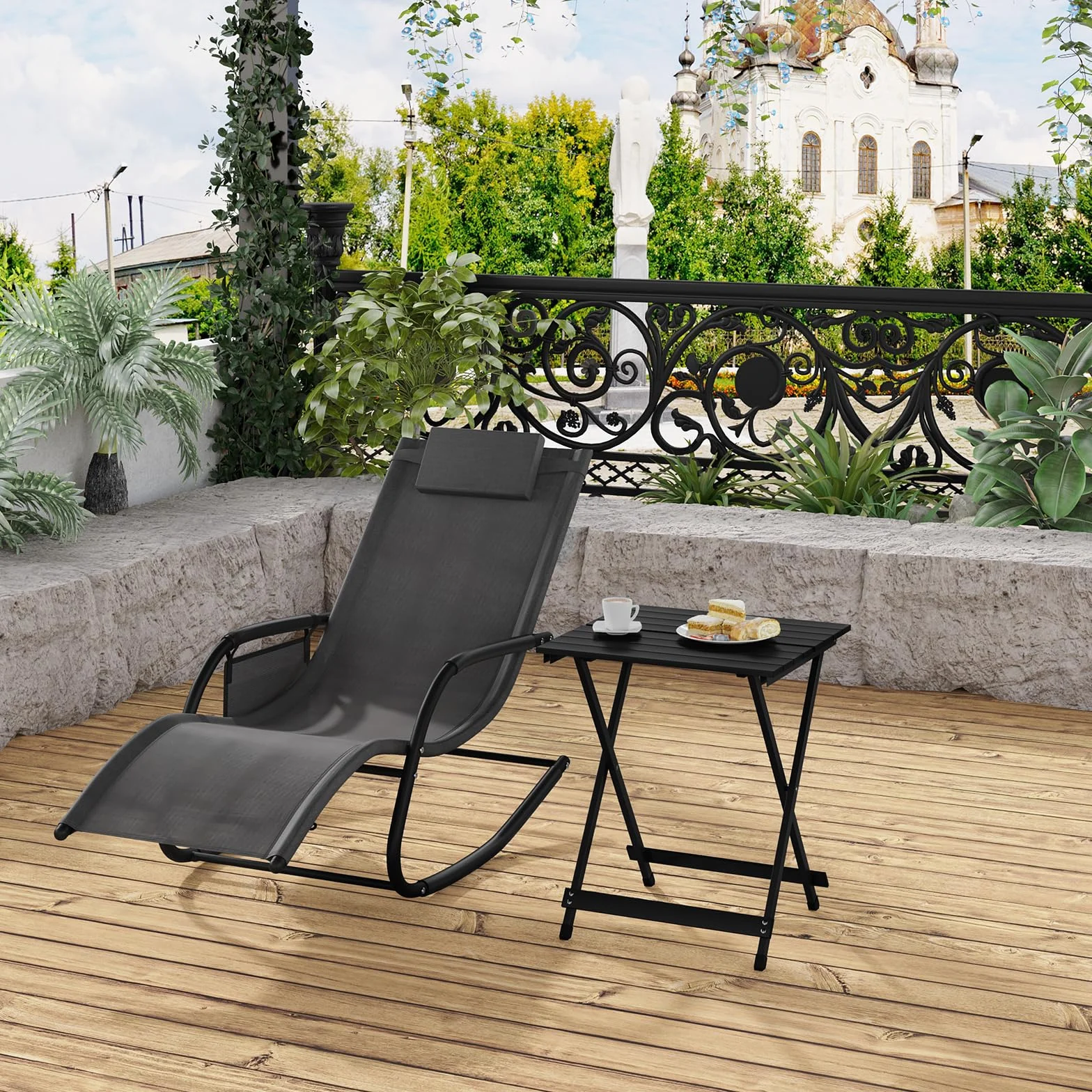 WOLTU Table de Camping en Aluminium Pliante 50,5x47x59,5cm Noir