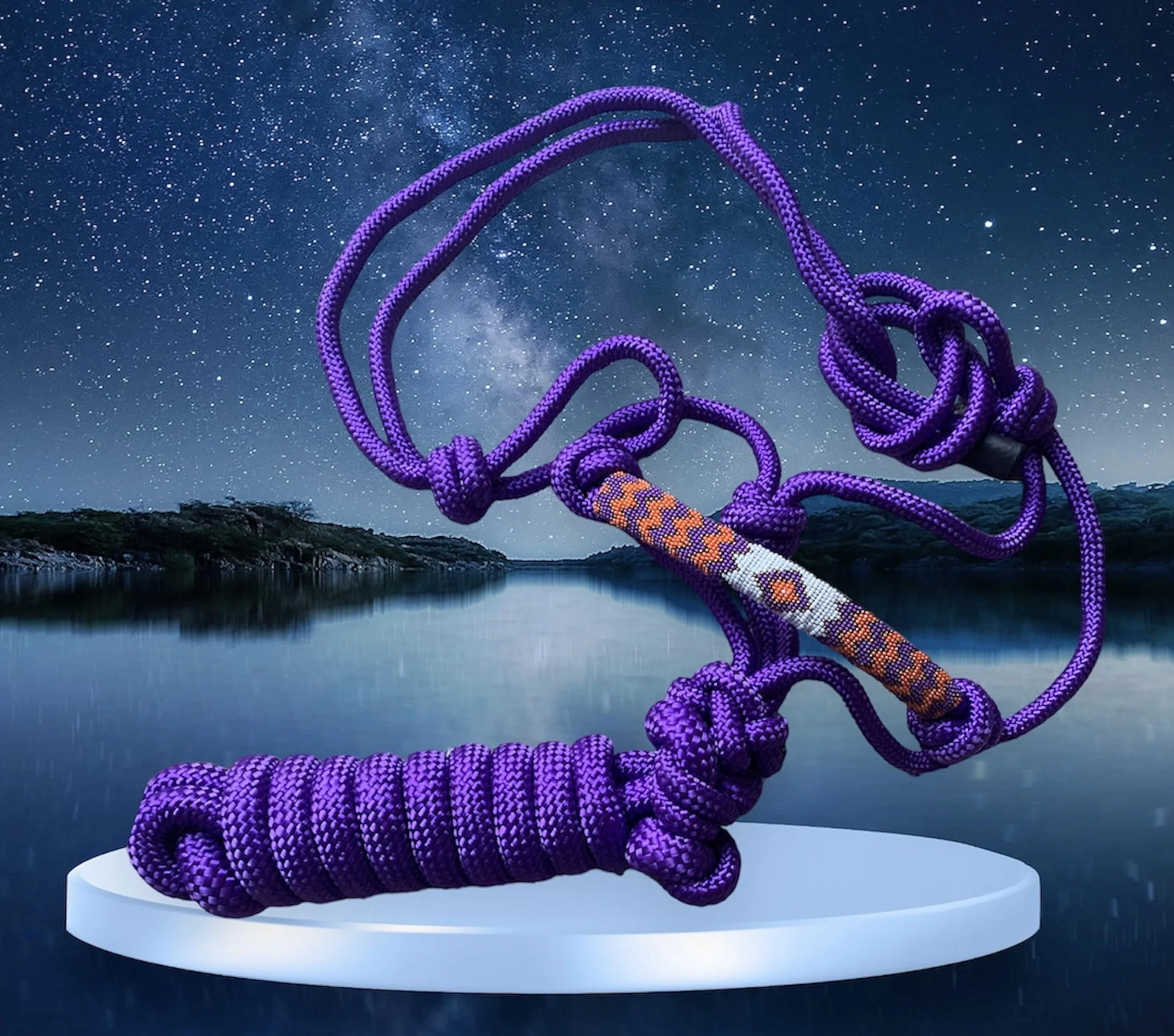 Majestic Ally Licol en Corde tressée à Nez perlé rembourré avec Laisse Assortie de 10' (Violet)