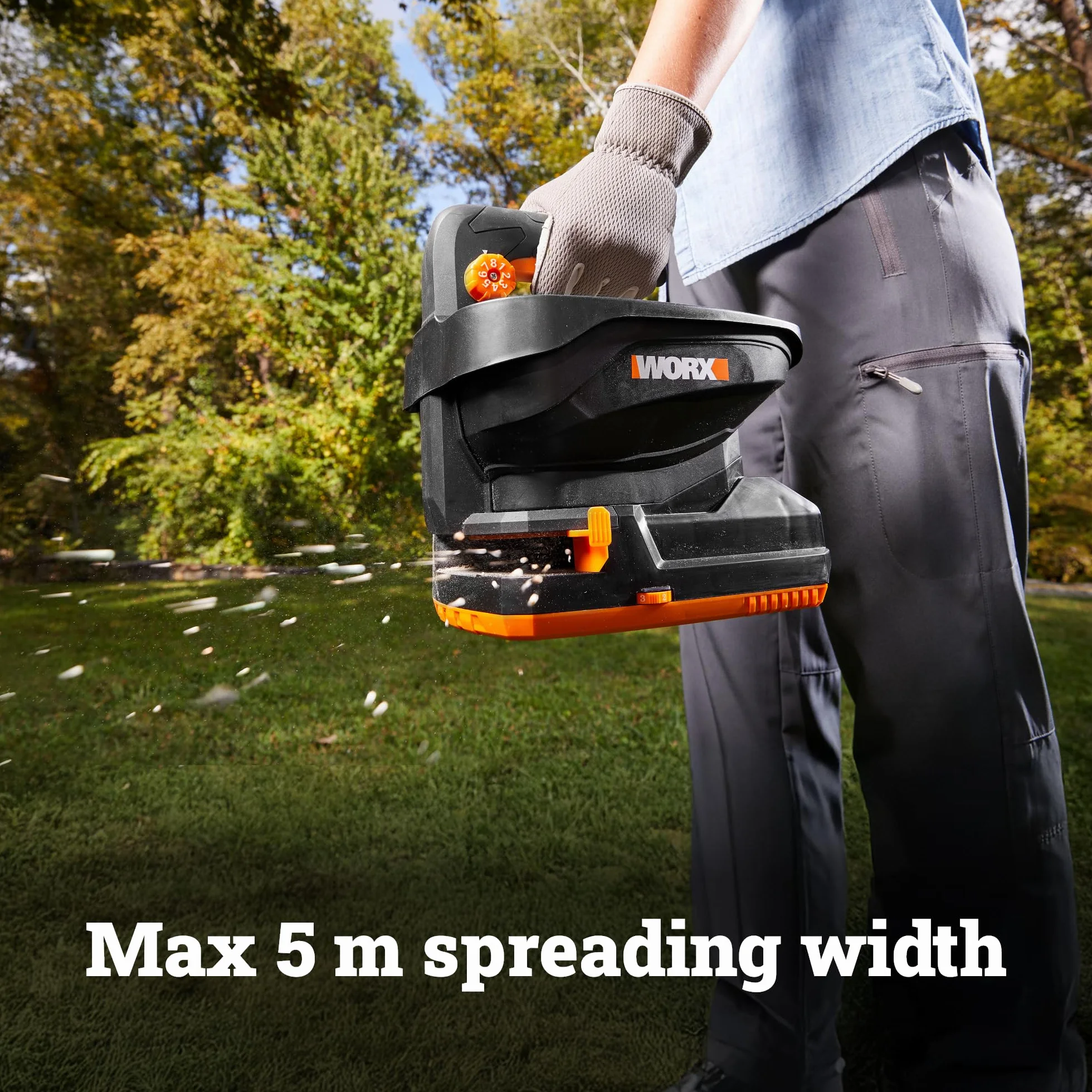 Worx WG869E.9 Épandeur de graines 20 V PowerShare 5 m 3,3 L 550 m² 9 réglages