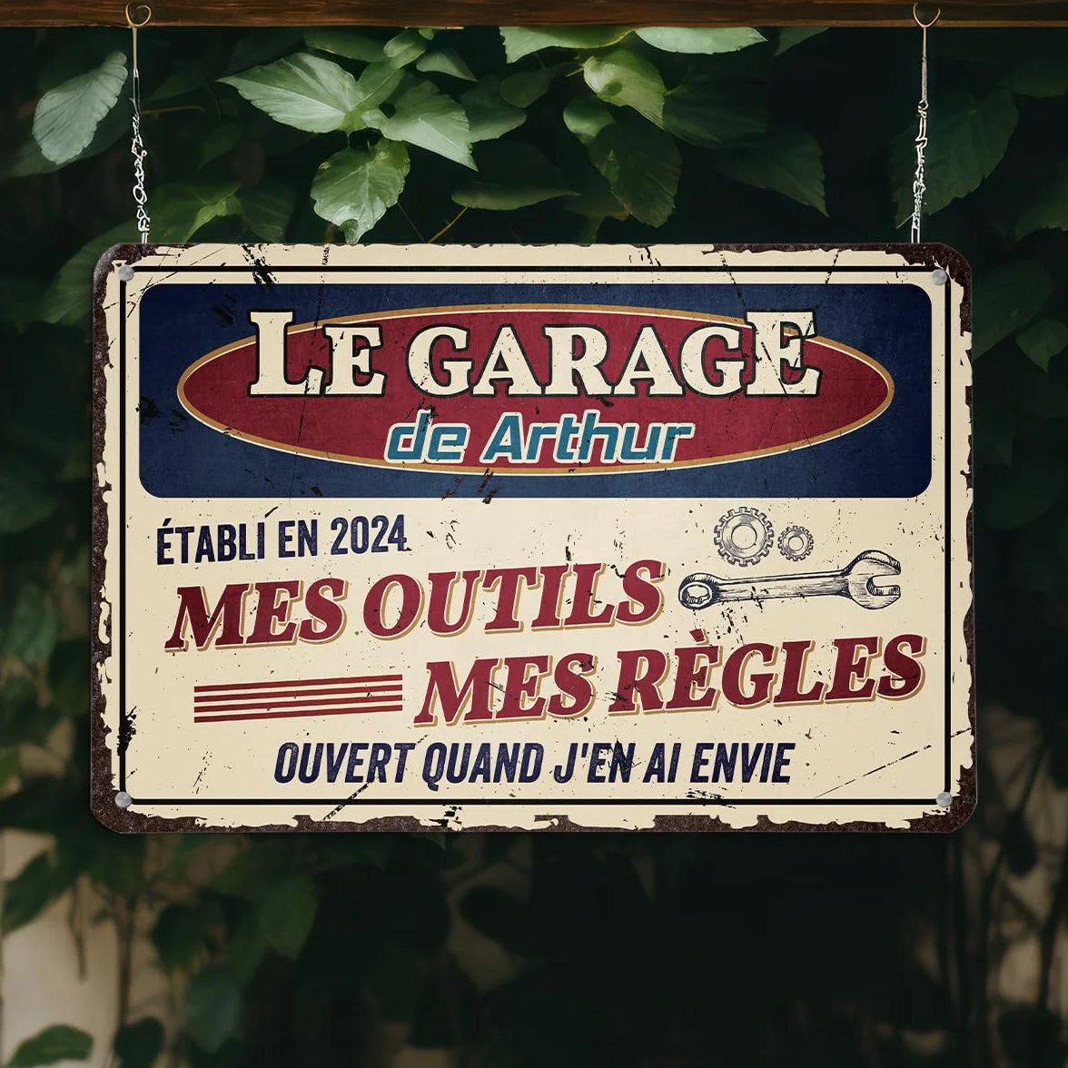 Plaque Métal Personnalisée Garage Vintage Cadeau Papa Modèle #4