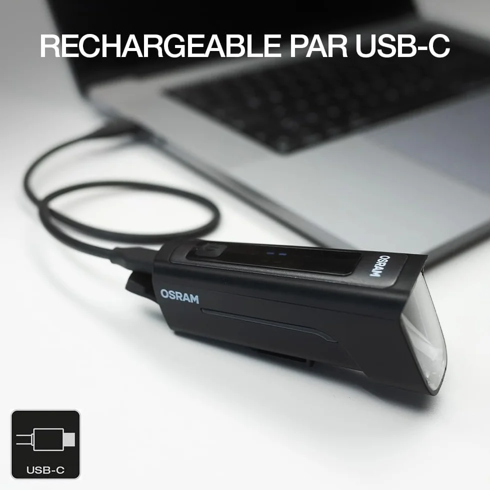 Osram LEDsBIKE Race 50 Set, Jeu d'éclairage de vélo Rechargeable, Jeu d'éclairage LED Avant et arrière, Trois Niveaux de luminosité, 50 lux, Homologué StVZO