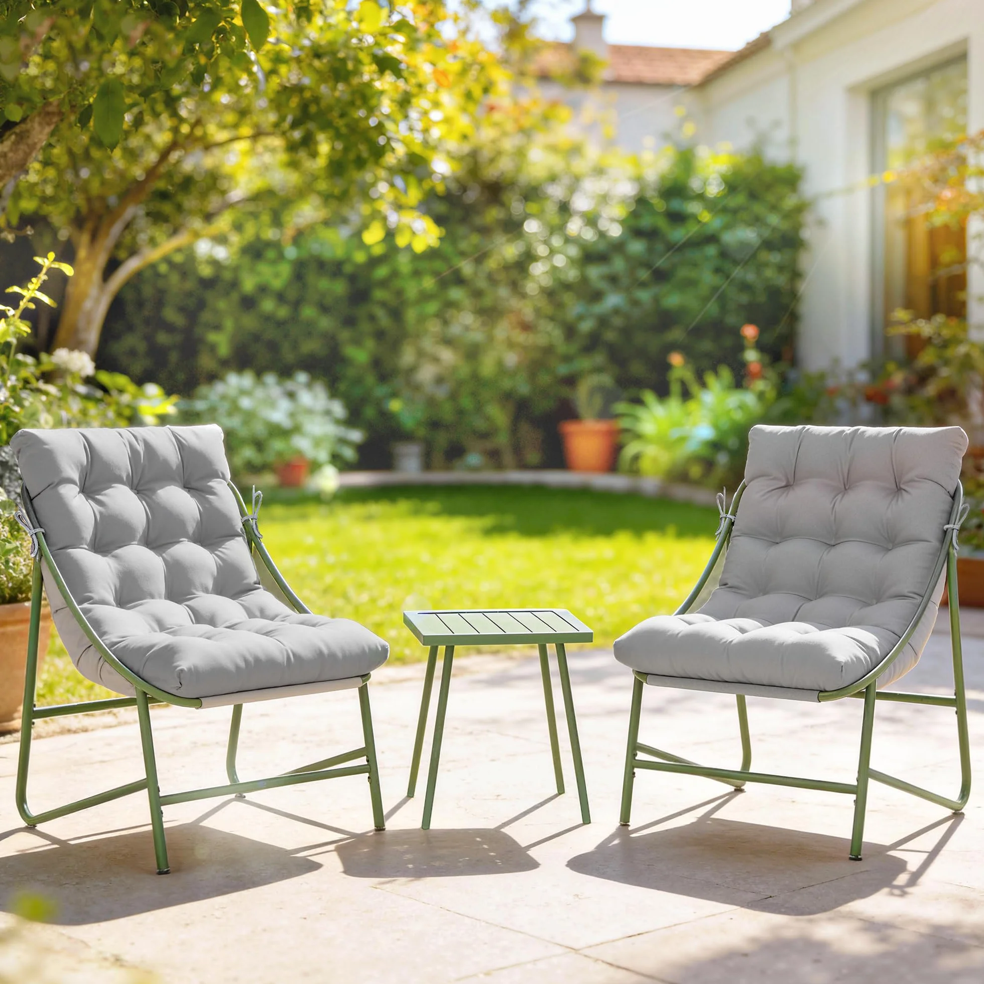 Outsunny Salon de Jardin 3 pièces 2 Personnes avec Table Basse Gris Clair