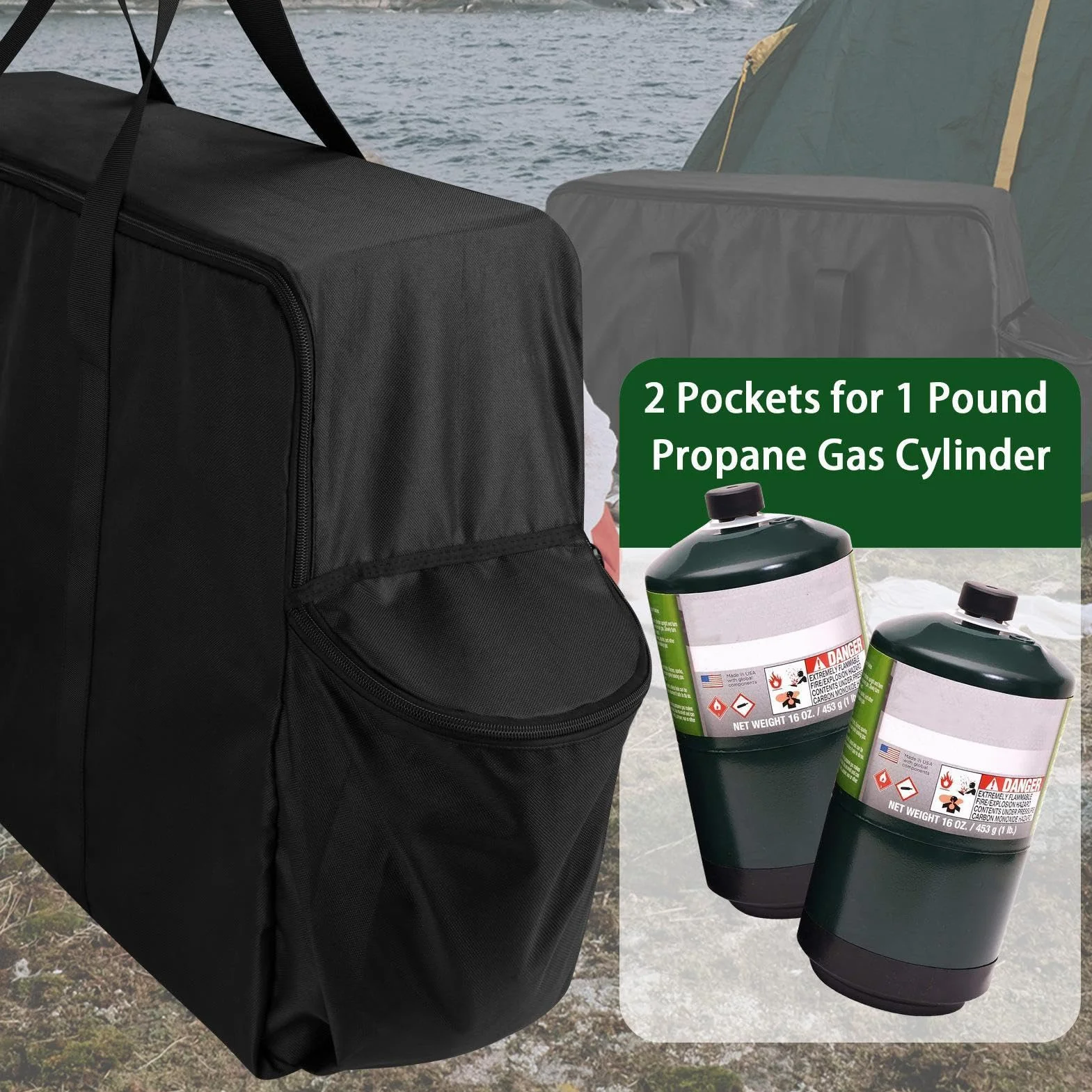 Sac de transport pour réchaud d'extérieur, rangement portable pour outils de barbecue, organisateur d'équipements de protection, porte-ustensiles de gril, petit réservoir accessoires, pliable pour