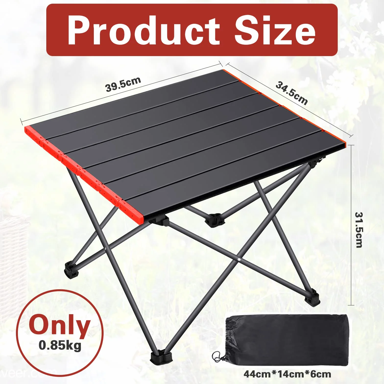 Table Pliante Camping Alliage d'Aluminium Ultra-légère Portable avec Sac de Transport