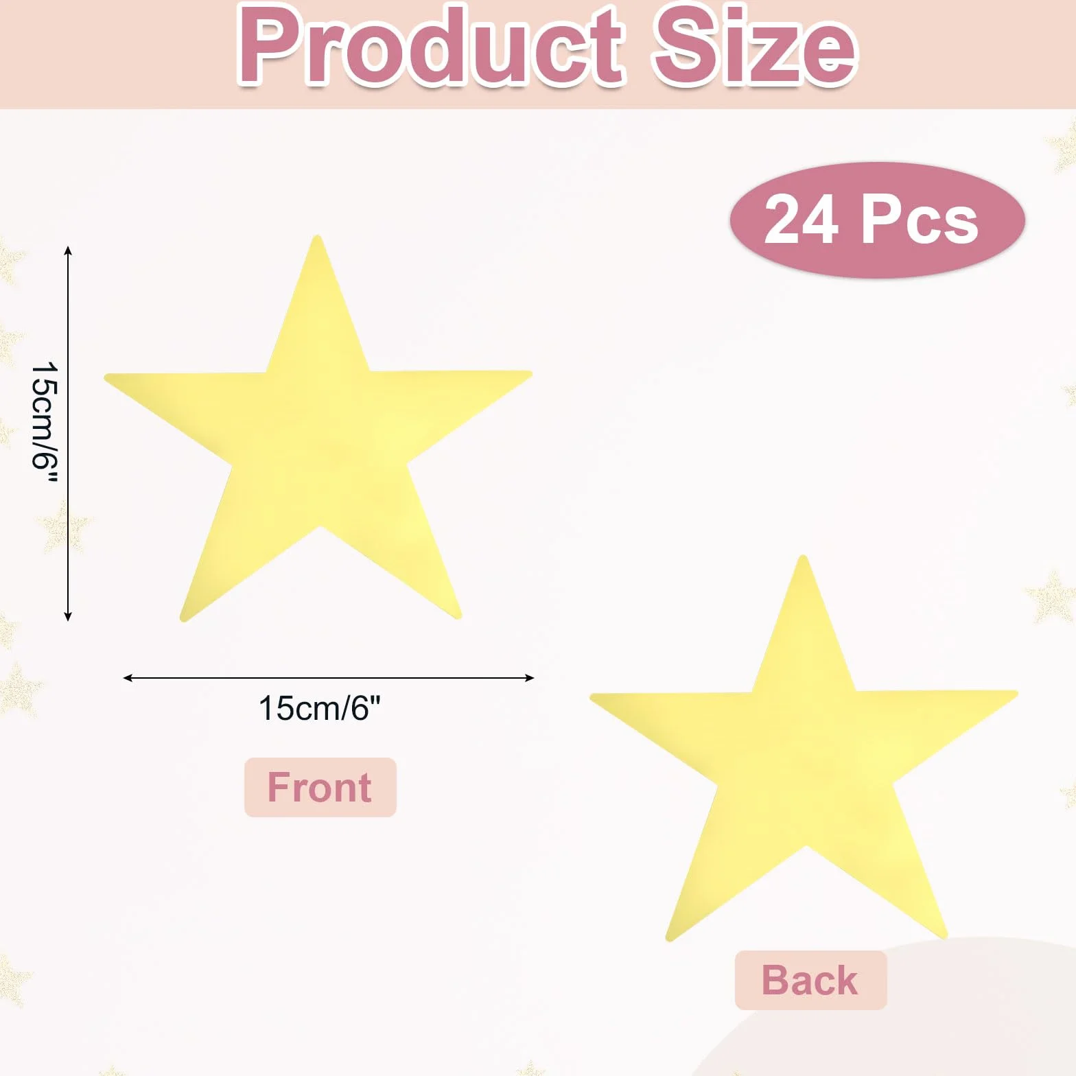 QUARKZMAN 24 Pcs 6" Double Printed Paper Stars Cutout Confetti Cardboard Stars Decorations