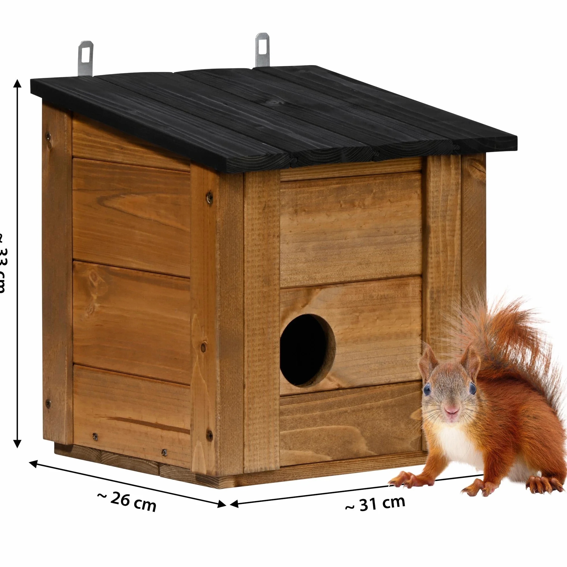 dobar® Mangeoire pour écureuils avec Toit Amovible 31 x 26 x 33 cm Marron