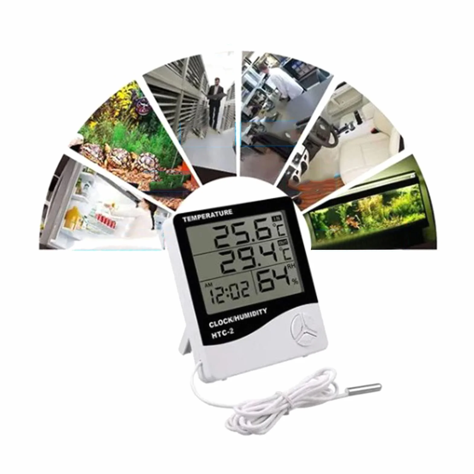Thermomètre Hygromètre Numérique Grand écran Jauge d'humidité Intérieur Extérieur Sonde étanche Serre