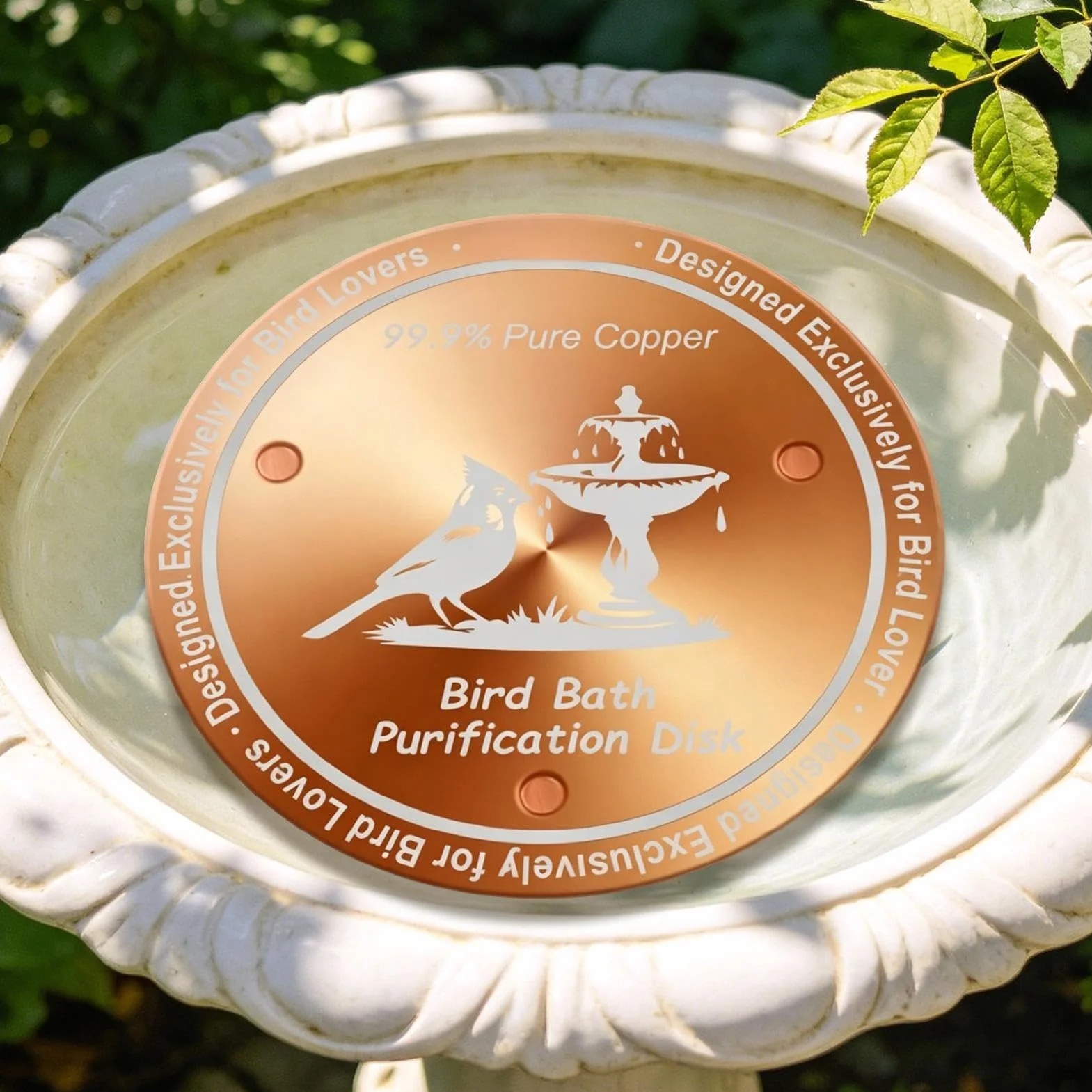 Cuivre pour Bain d'Oiseaux, Accessoires Jardin Nettoyage Naturel - Purification d'Eau