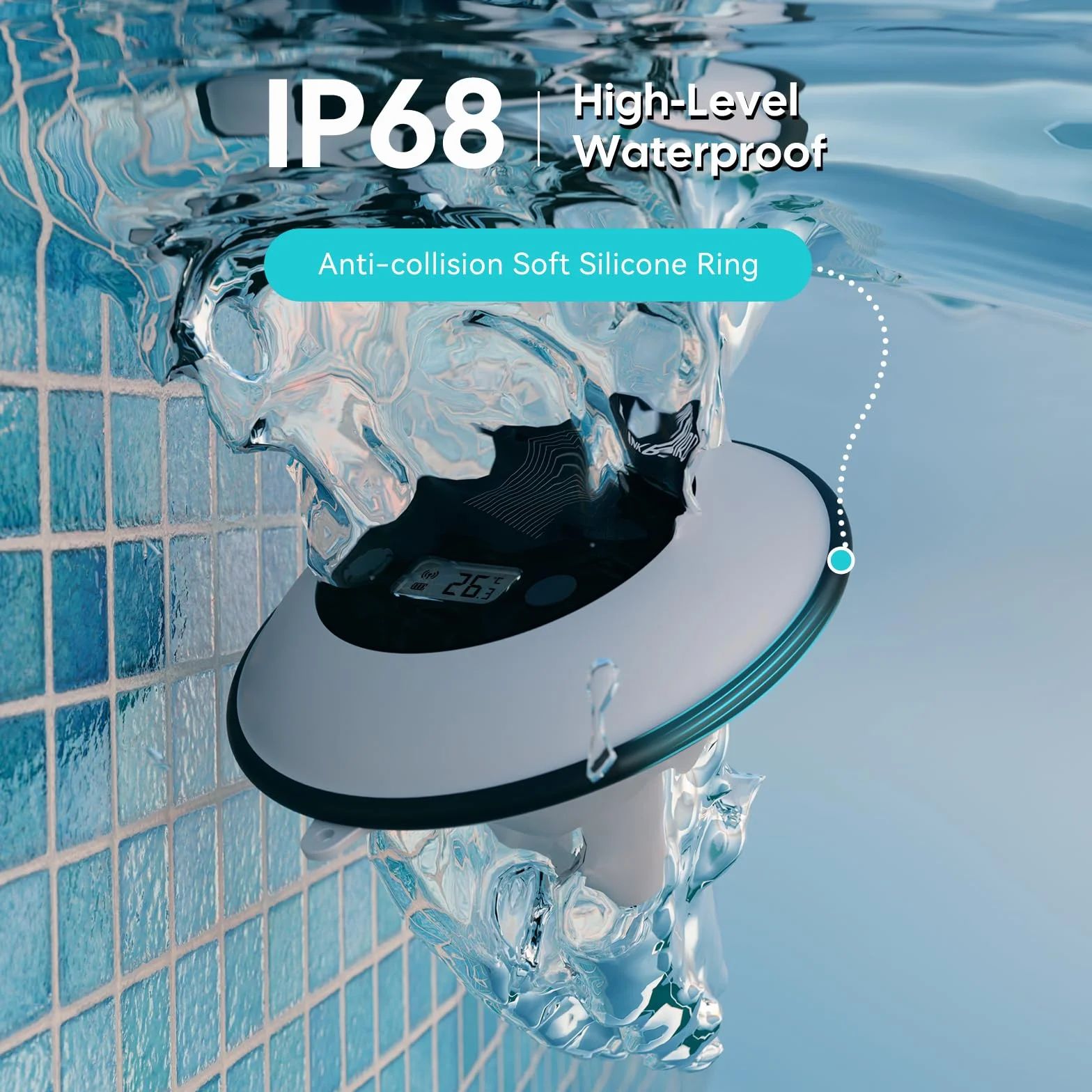 Inkbird IBS-P05R Thermomètre Piscine Solaire IP68 avec 7 Couleurs Lumière Sans Fil