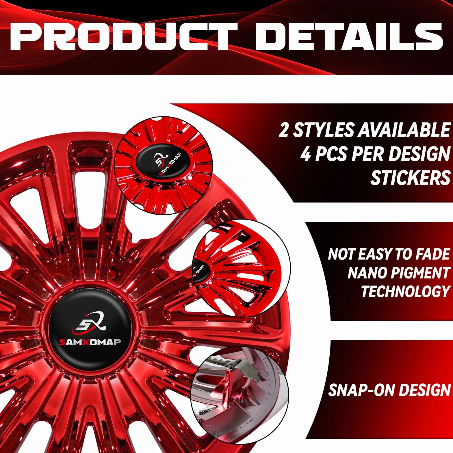 Lot de 4 enjoliveurs de chariot de golf 8" pour EZGO Club Auto Yamaha, plastique ABS rouge