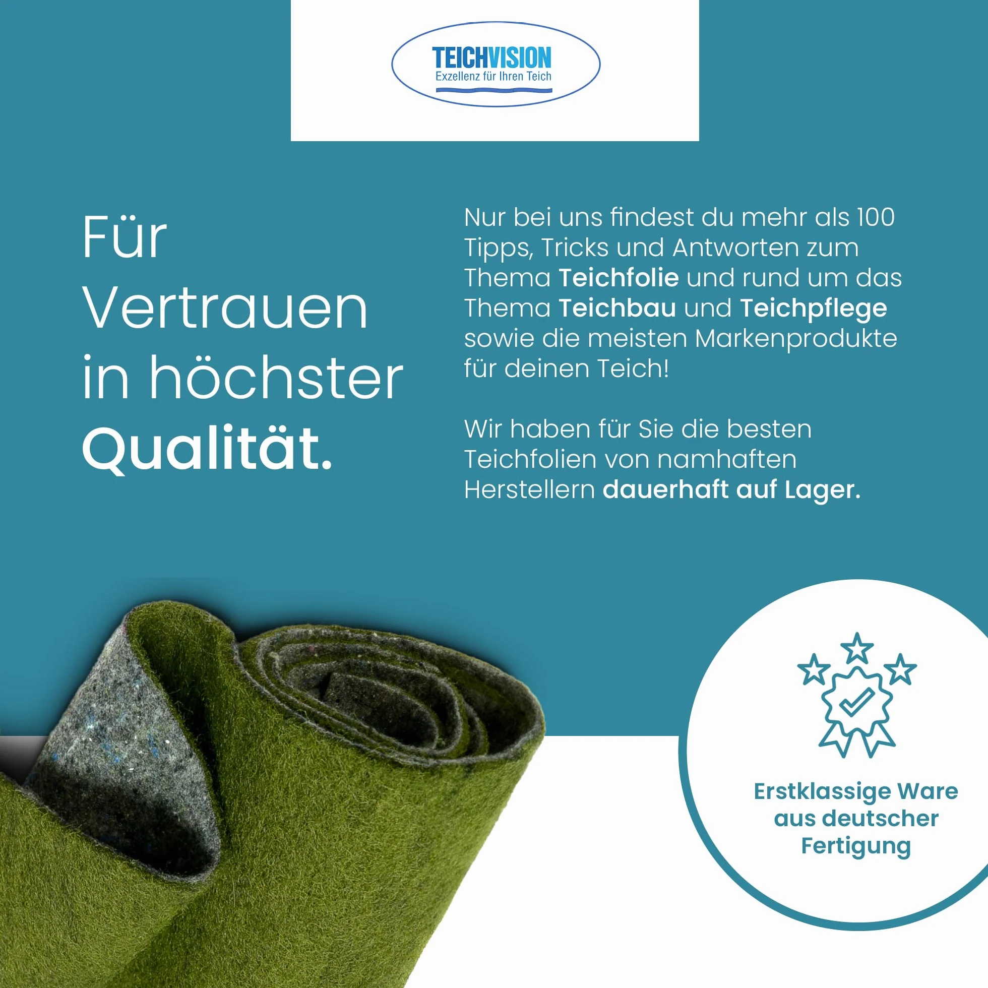 TeichVision Tapis de rive vert 8 mm 0,65 m pour étang