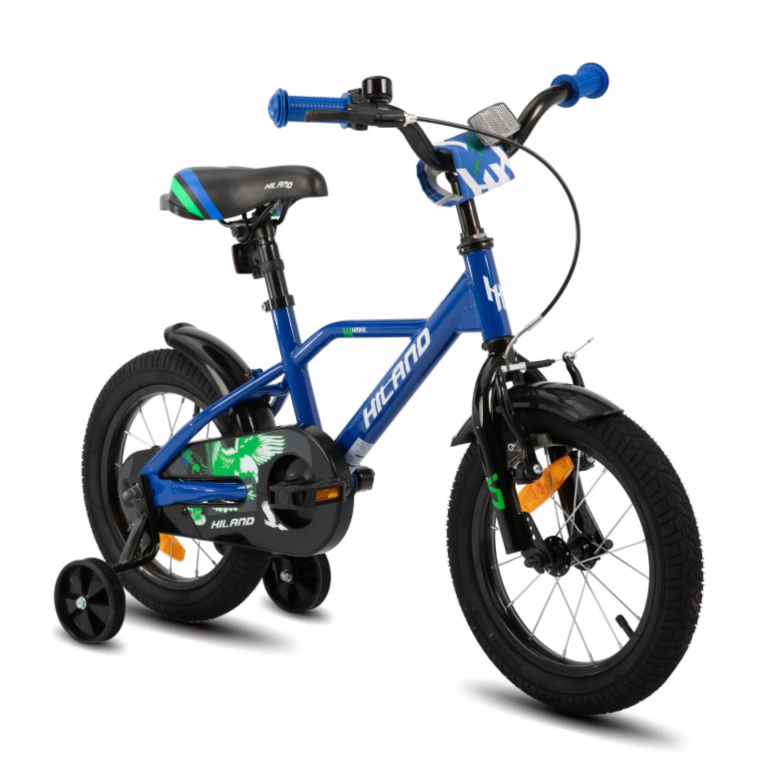 HILAND Hawk Vélo Enfant 12/14/16 Pouces, 2-6 Ans, pour Fille et Garçon, avec Roues Stabilisatrices, Frein à Main et Frein Rétropédalage, Plusieurs Couleurs