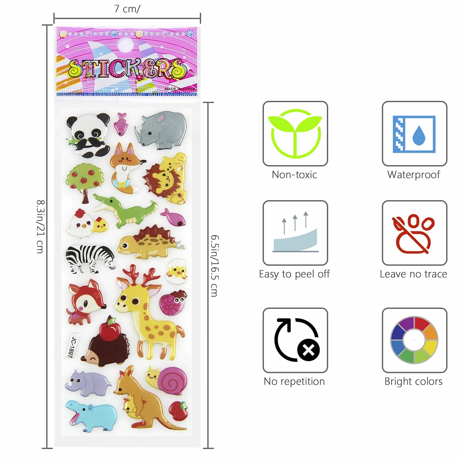 Meafen Autocollants Animaux 3D pour Enfant 52 Feuilles Pack de Variétés Plus de 1100 Pièces