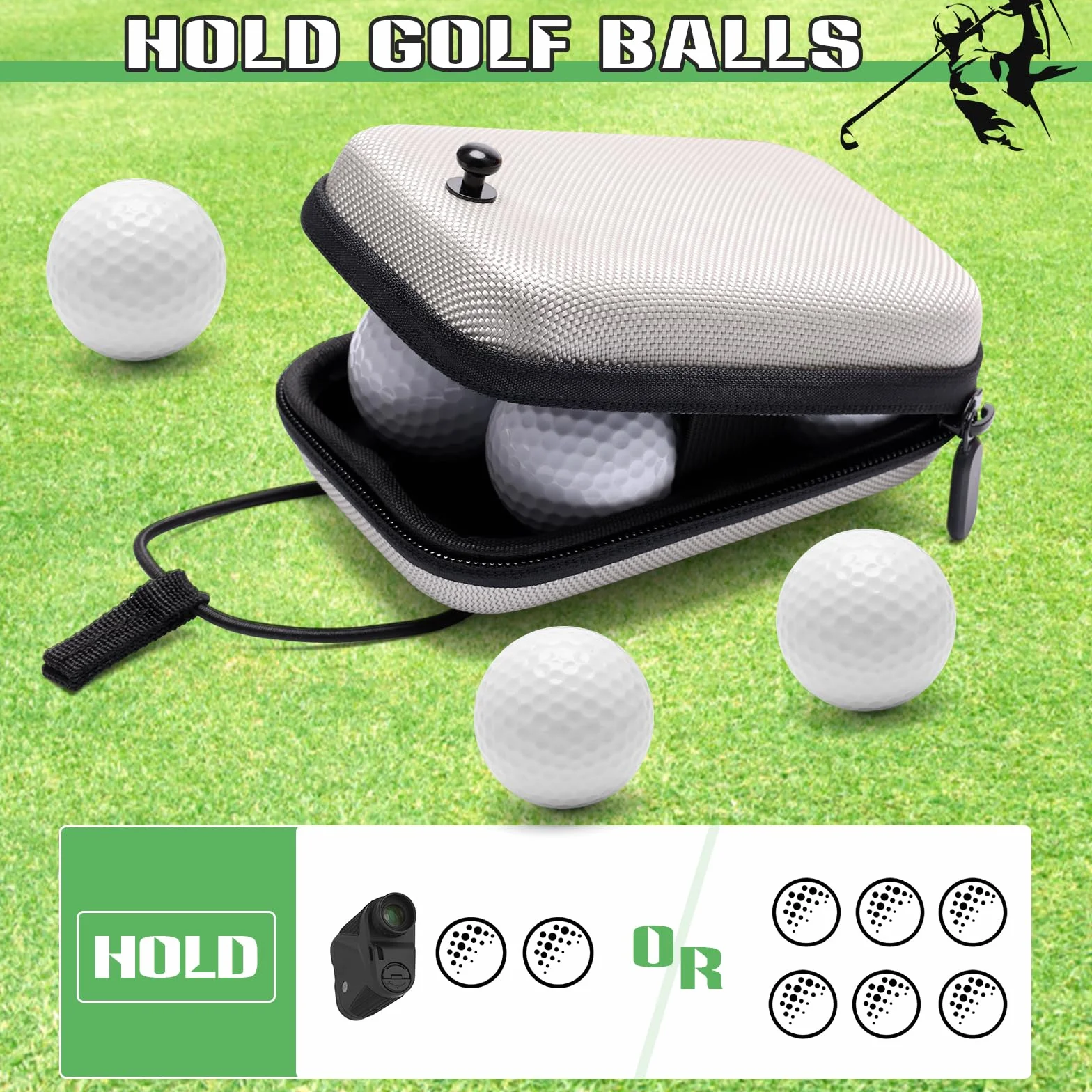 Windspeed Coque rigide pour télémètre de golf avec boucle, pochette universelle pour télémètre de golf, Gris + noir., 14x9.5x4.5cm, Portable