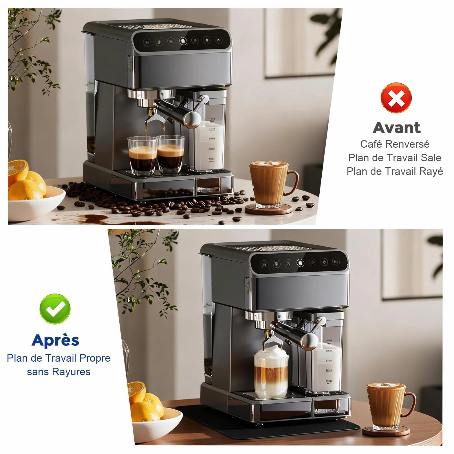 Sous-plat pour Machine à Café 40x30 cm Tapis de Protection Anti-gouttes