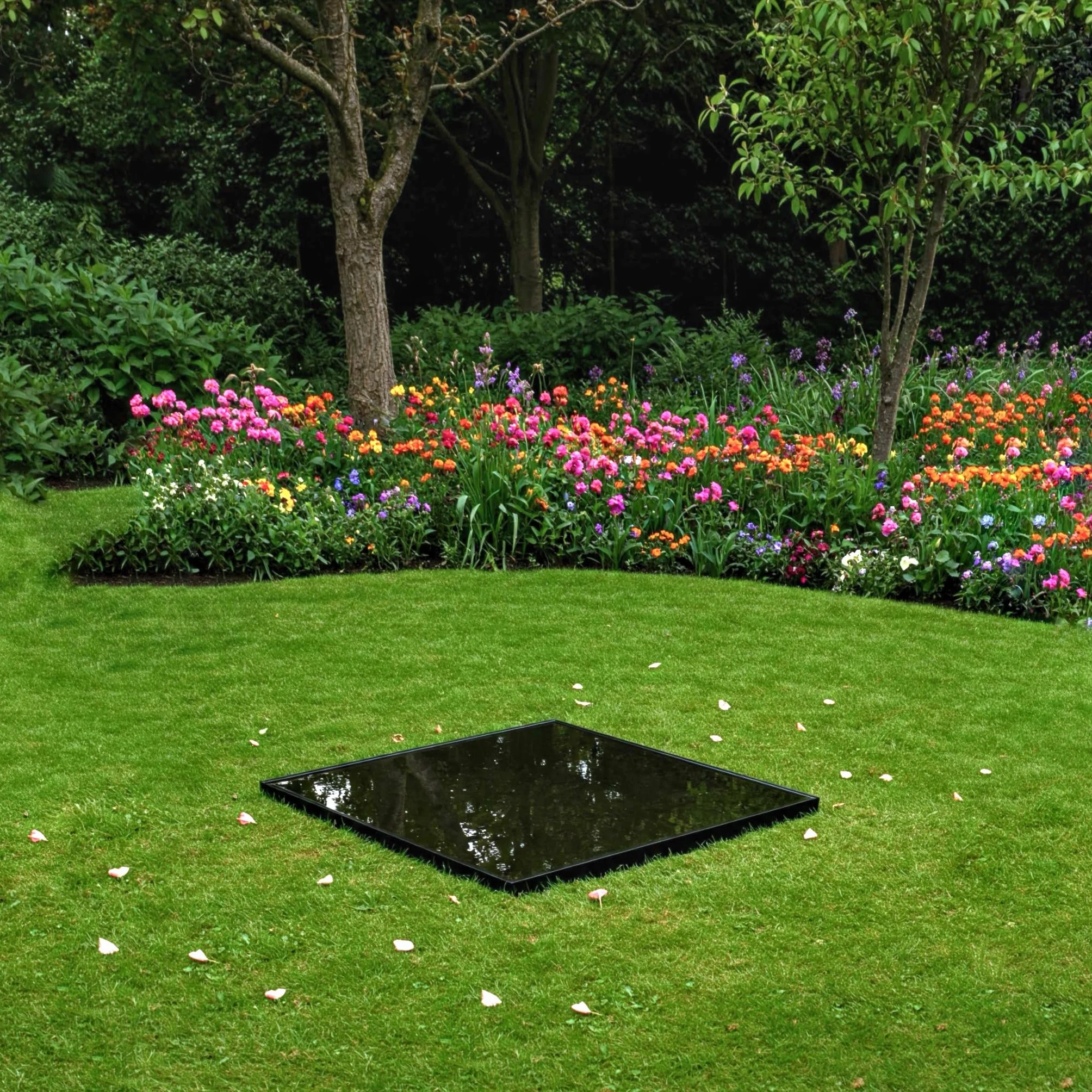 Bassin de Jardin Carré 80 cm, Miroir d'Eau Décoratif pour Terrasse et Pelouse