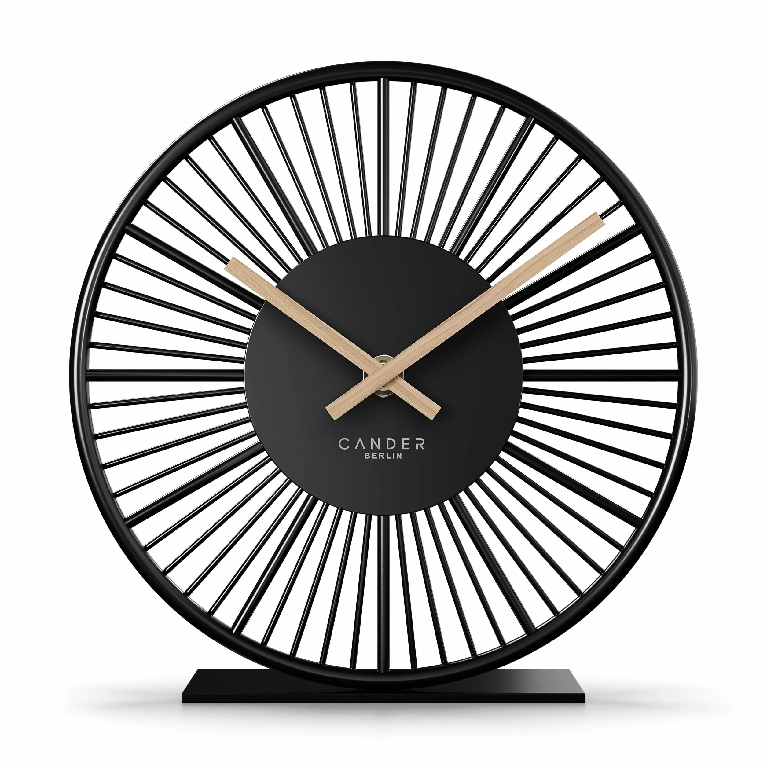 Cander Berlin BLORA Horloge de table silencieuse 18 cm Aiguilles en bois Moderne Noir