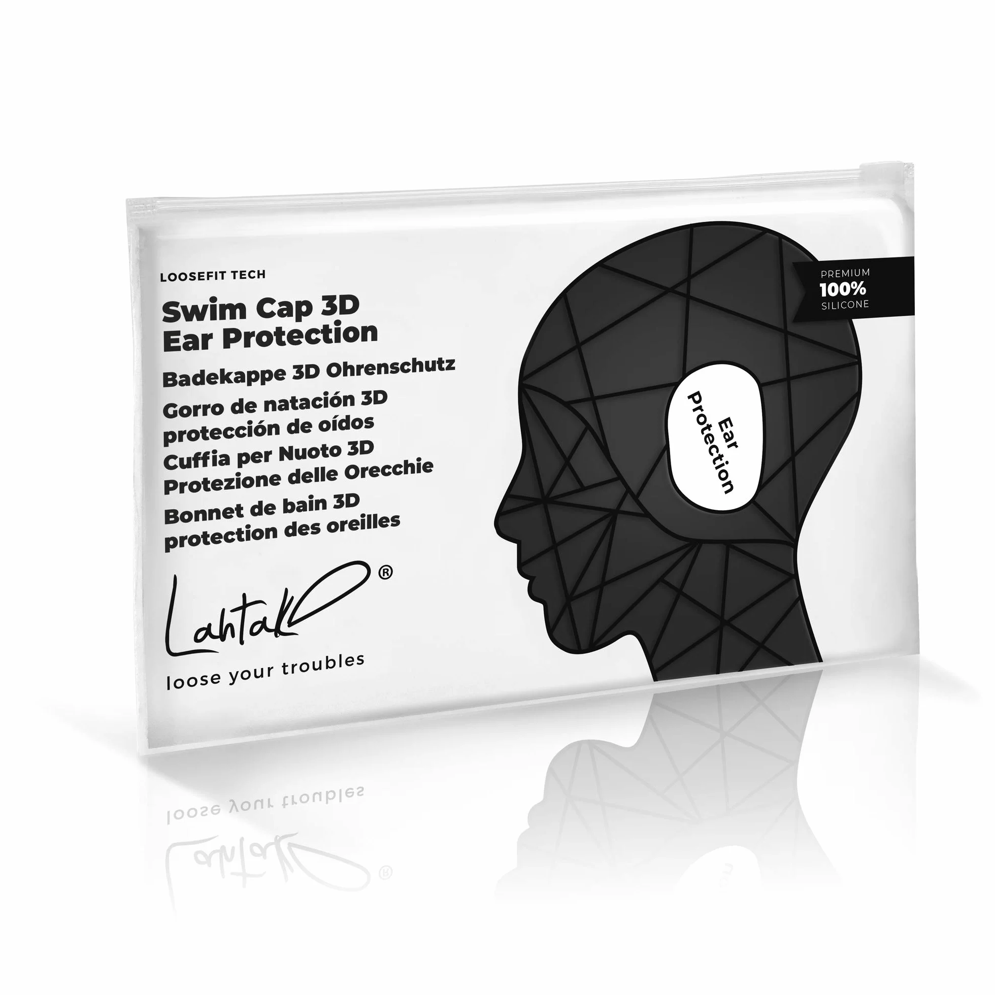 Lahtak Bonnet de Bain Protection Oreille 3D - Bonnet de Bain Femme Homme Enfant - Bonnet Piscine - Bonnet Natation - Bonnet Etanche Silicone Impermeable