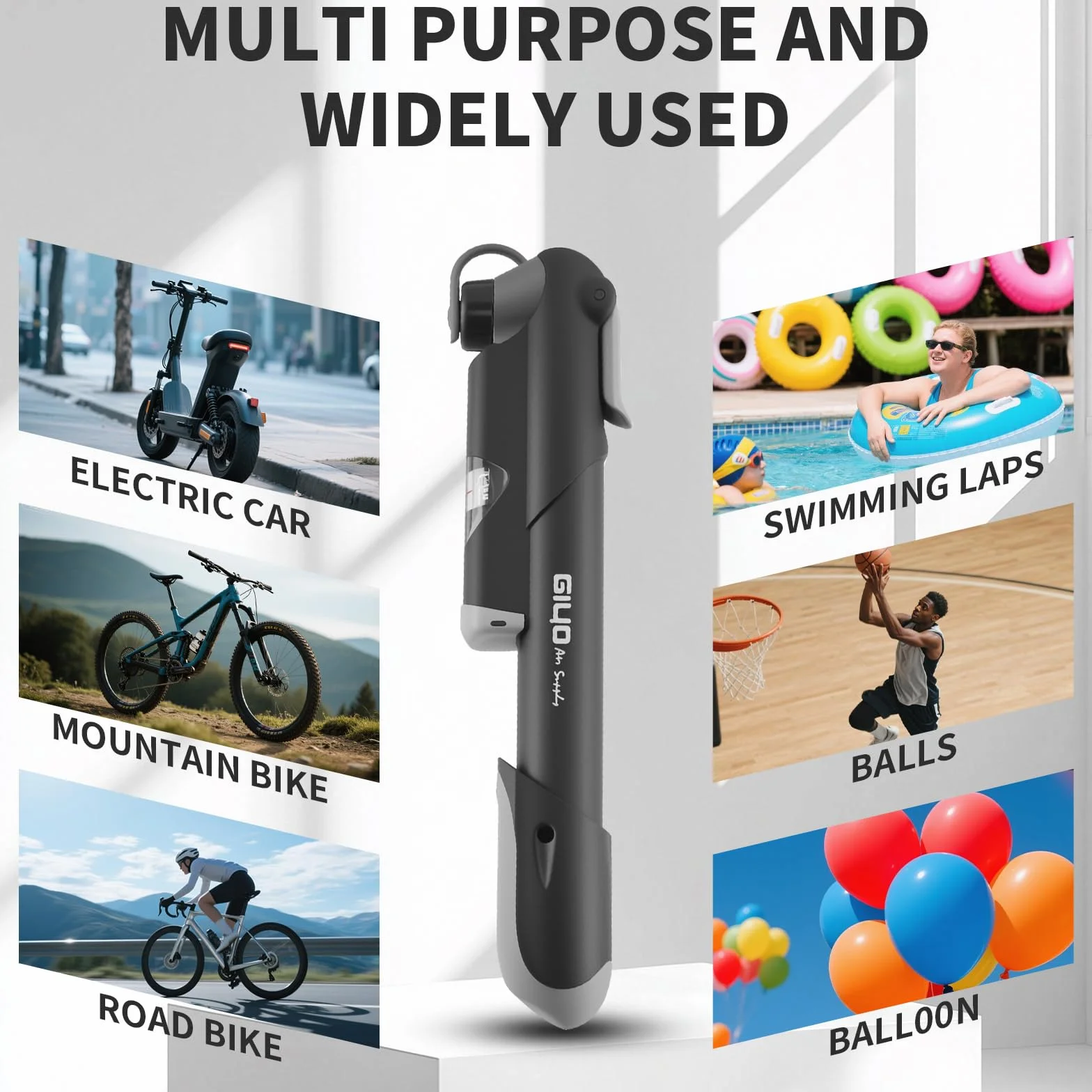 Pompe a Velo, Mini Pompe Ballon Haute Pression Main 100 PSI avec Support pour Vélo, Compatible avec Les Valves pour Vélo de Route, VTT, Ville et Électriques Portable Compacte Accessoire