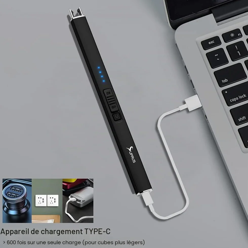 Briquet électrique à Arc SUPRUS USB Rechargeable Coupe-Vent sans Flamme avec Serrure de sécurité
